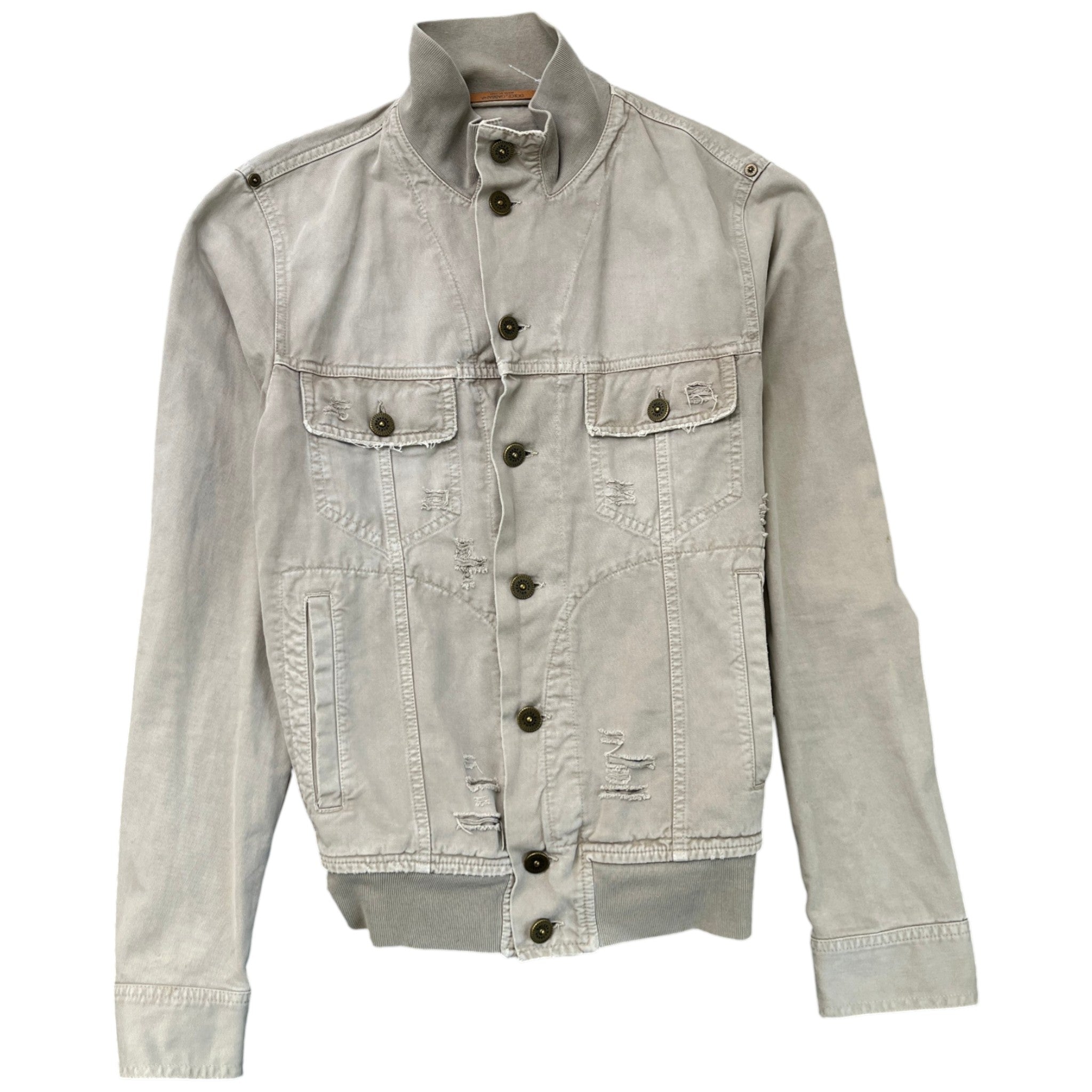 Men's Utility Logo Denim Jacket Beige Size IT 44 / XS