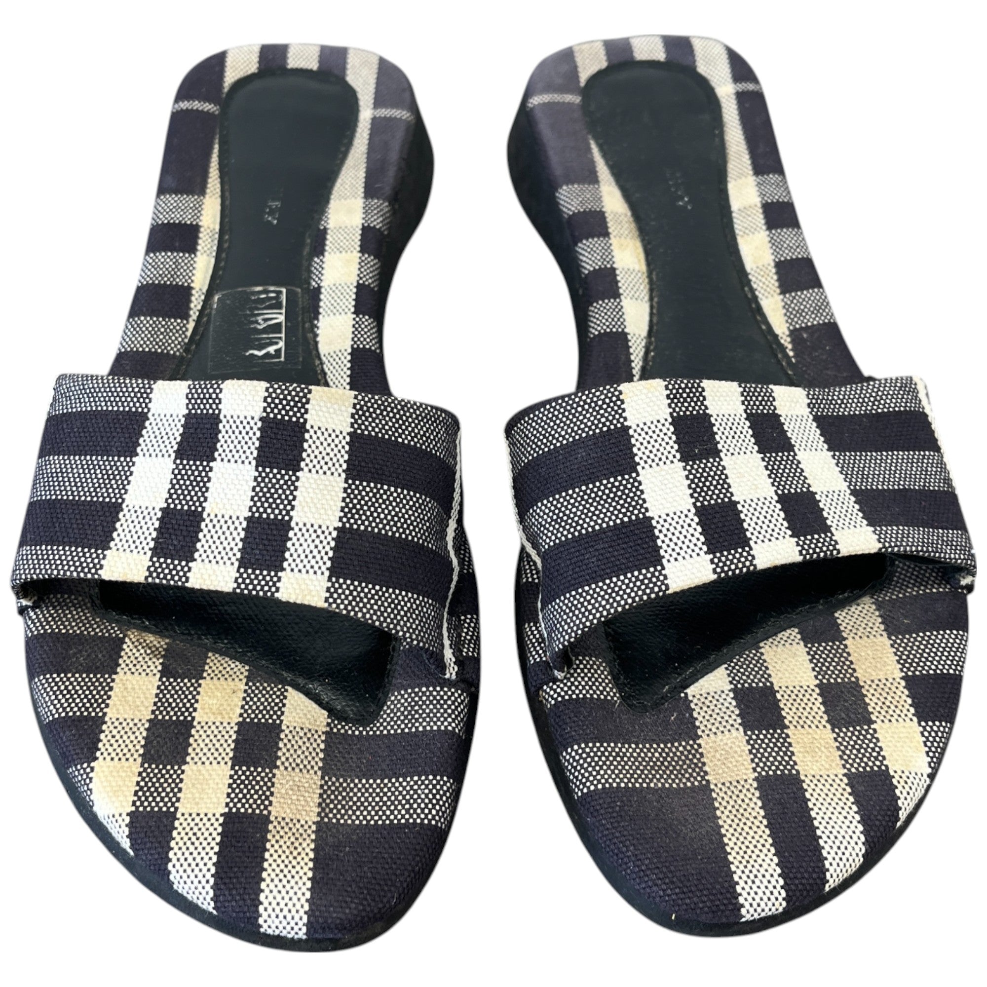 Women's Checkered Slides Navy Size EU 37.5 / UK 4.5
