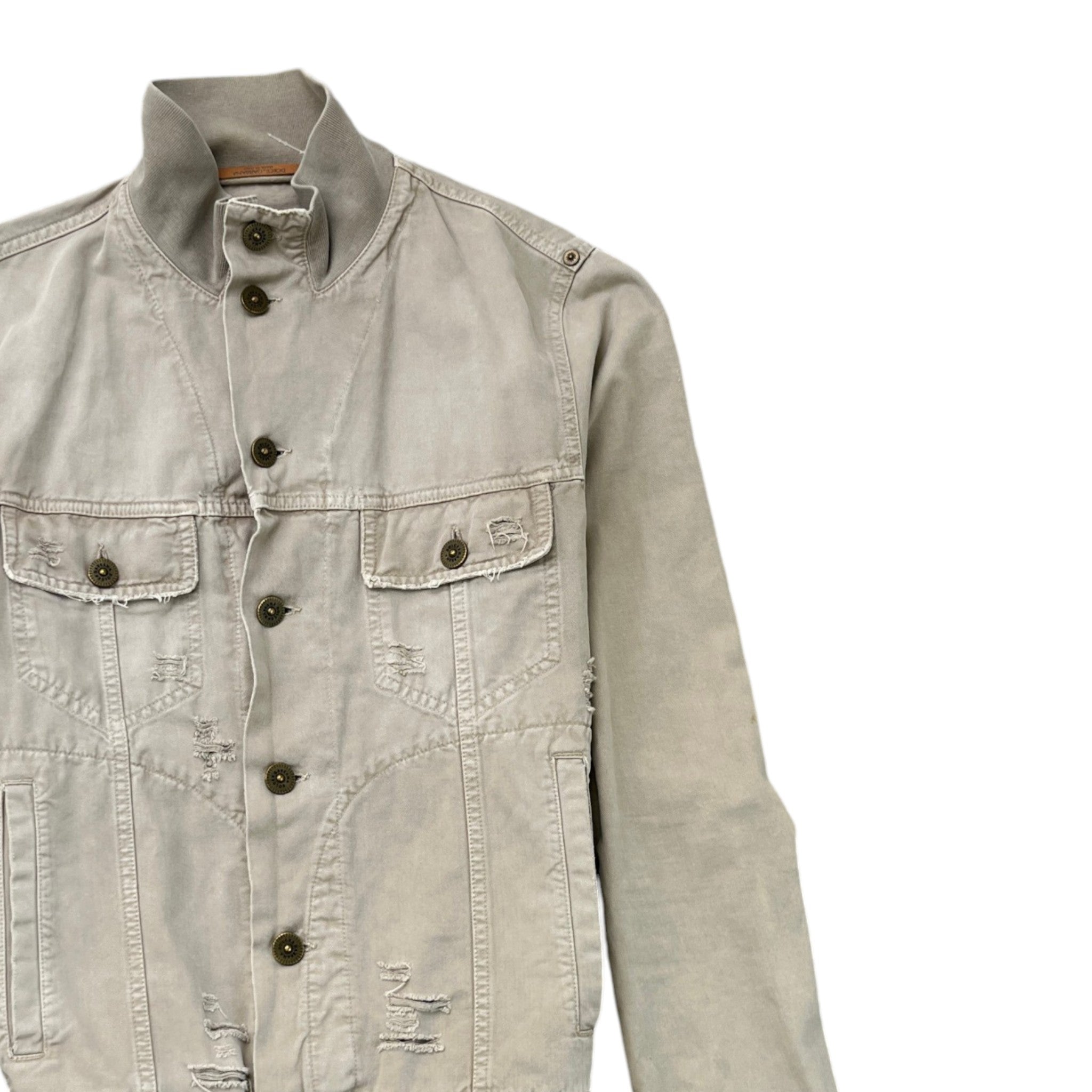 Men's Utility Logo Denim Jacket Beige Size IT 44 / XS