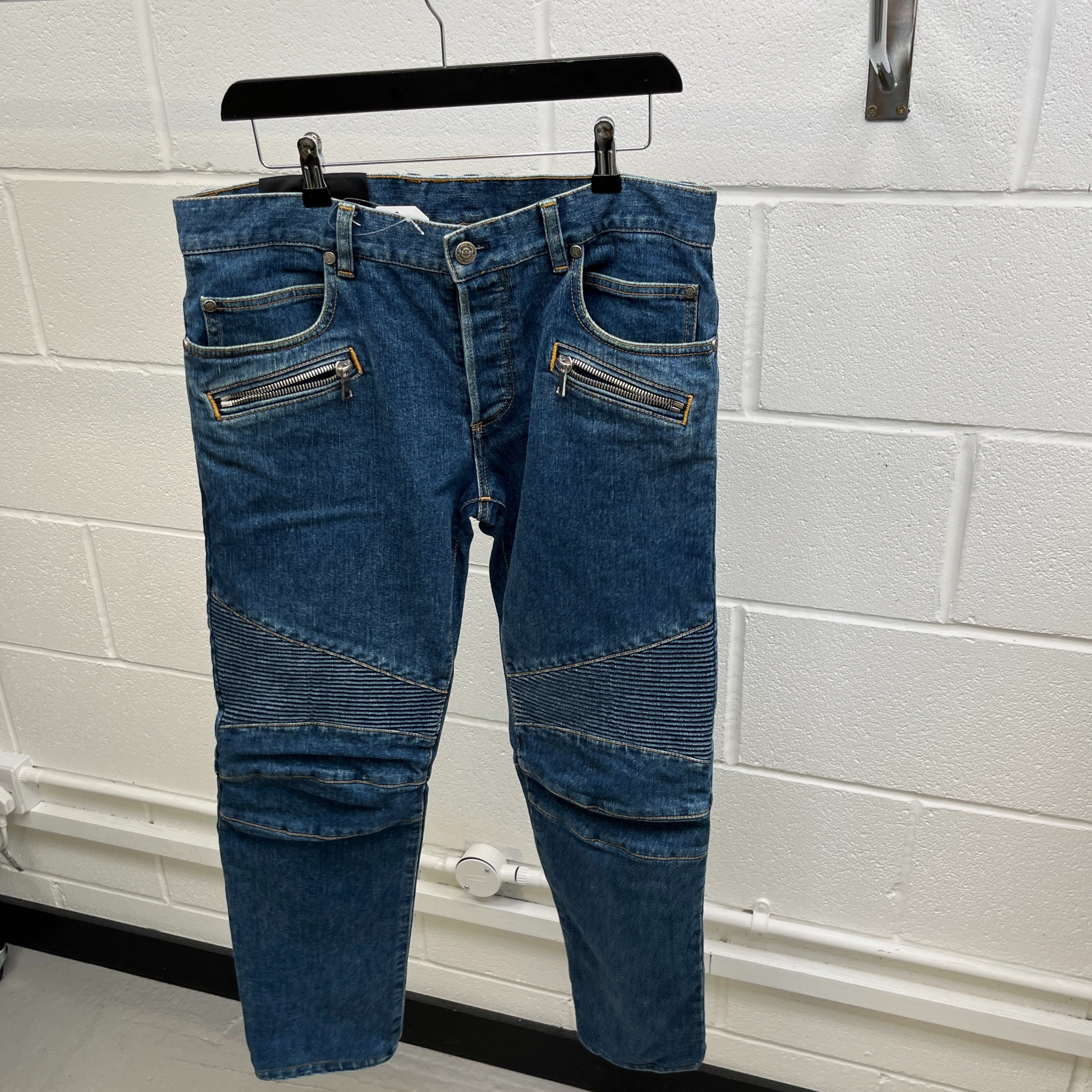 Men's Biker Jeans Blue Size Waist 32"