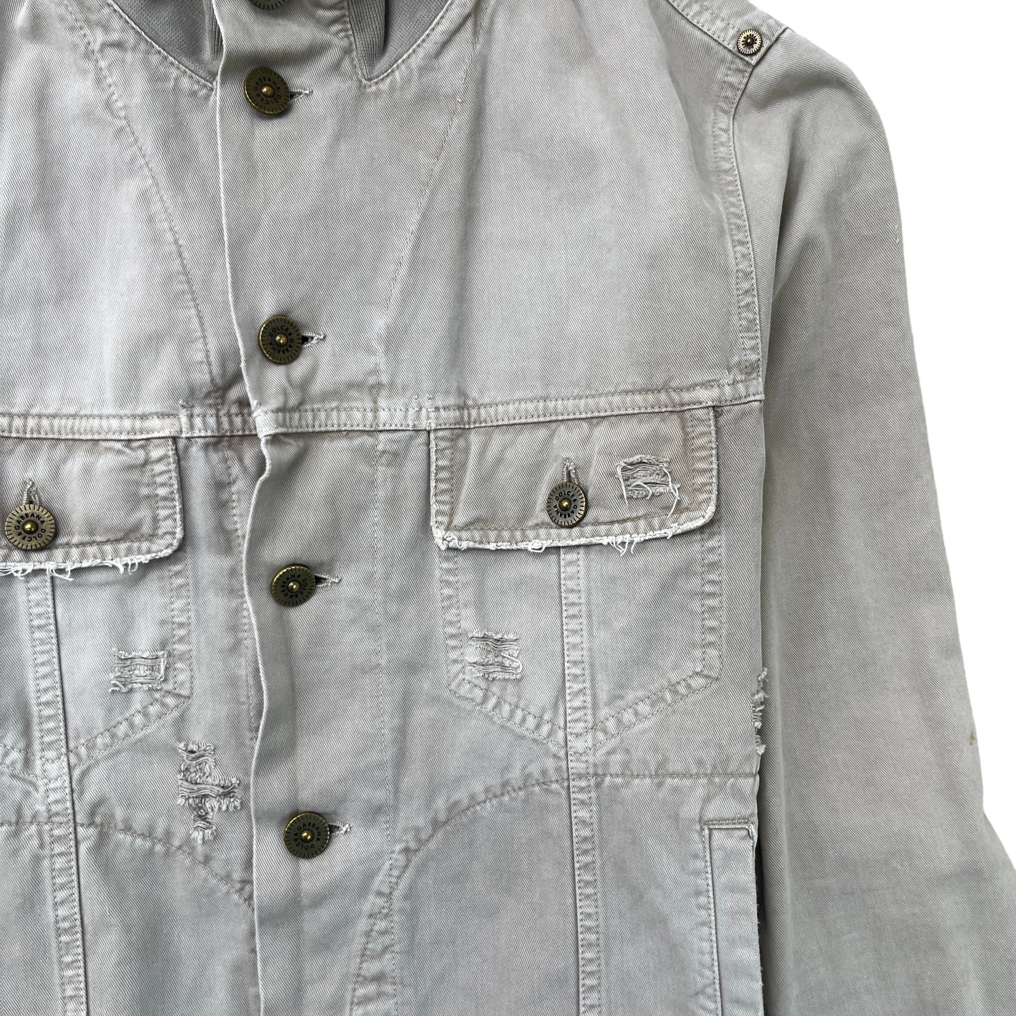 Men's Utility Logo Denim Jacket Beige Size IT 44 / XS