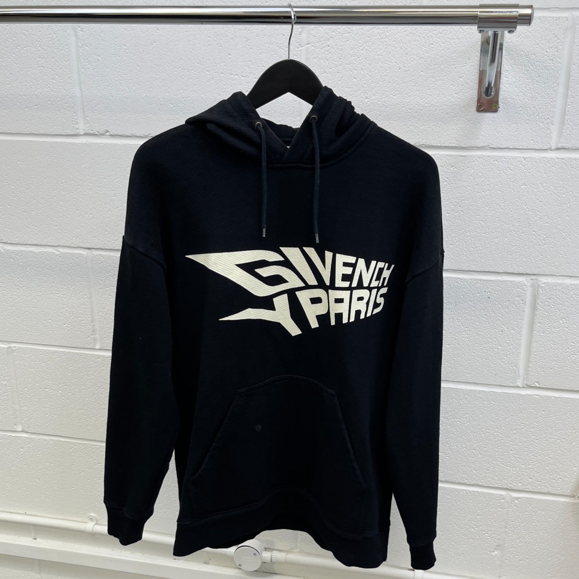 Men's Logo Print Hoodie Black Size S