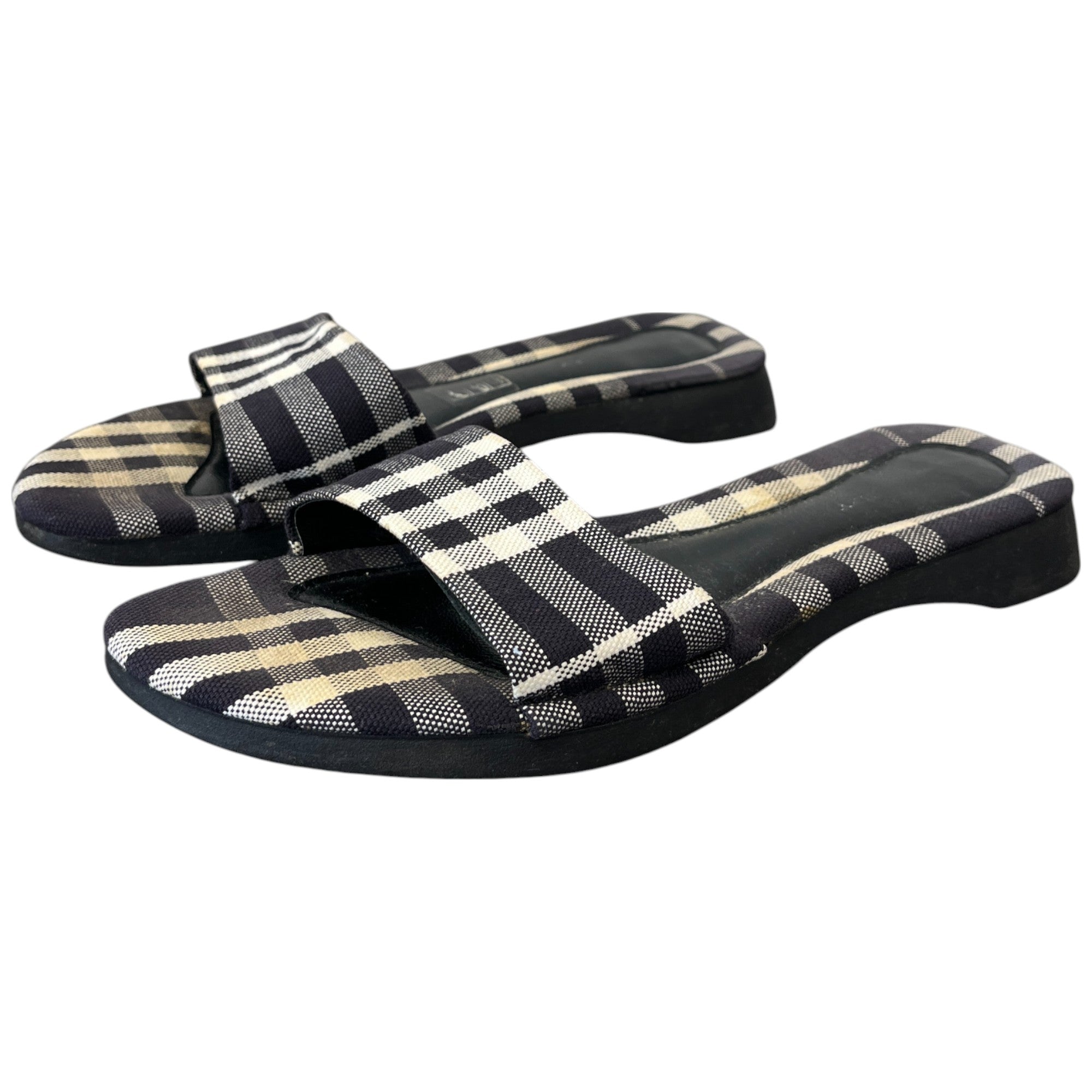 Women's Checkered Slides Navy Size EU 37.5 / UK 4.5