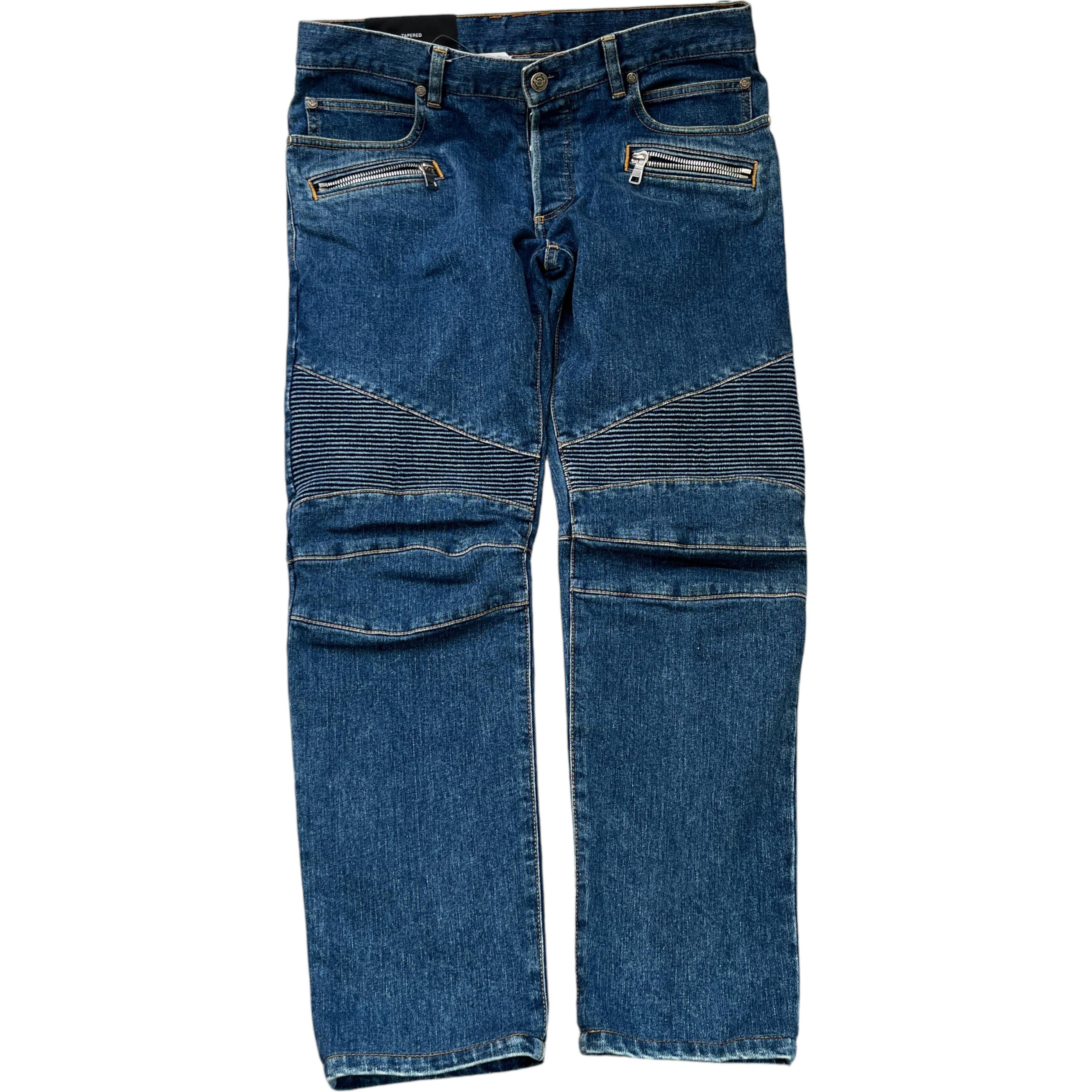 Men's Biker Jeans Blue Size Waist 32"