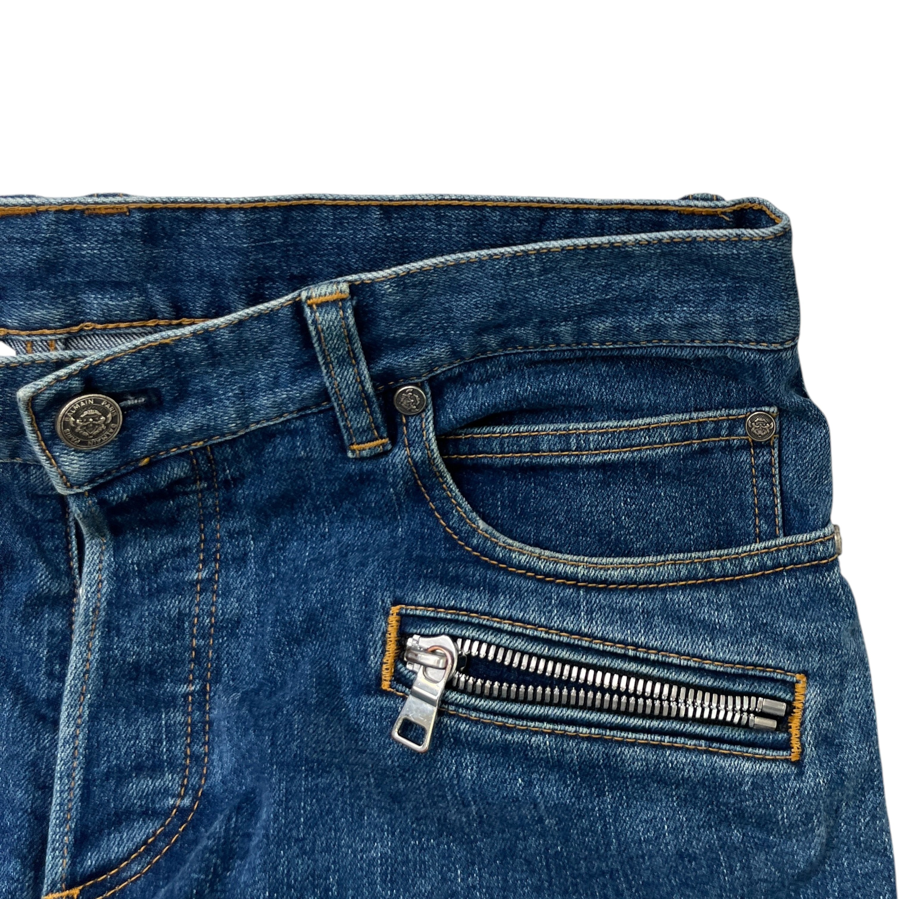 Men's Biker Jeans Blue Size Waist 32"