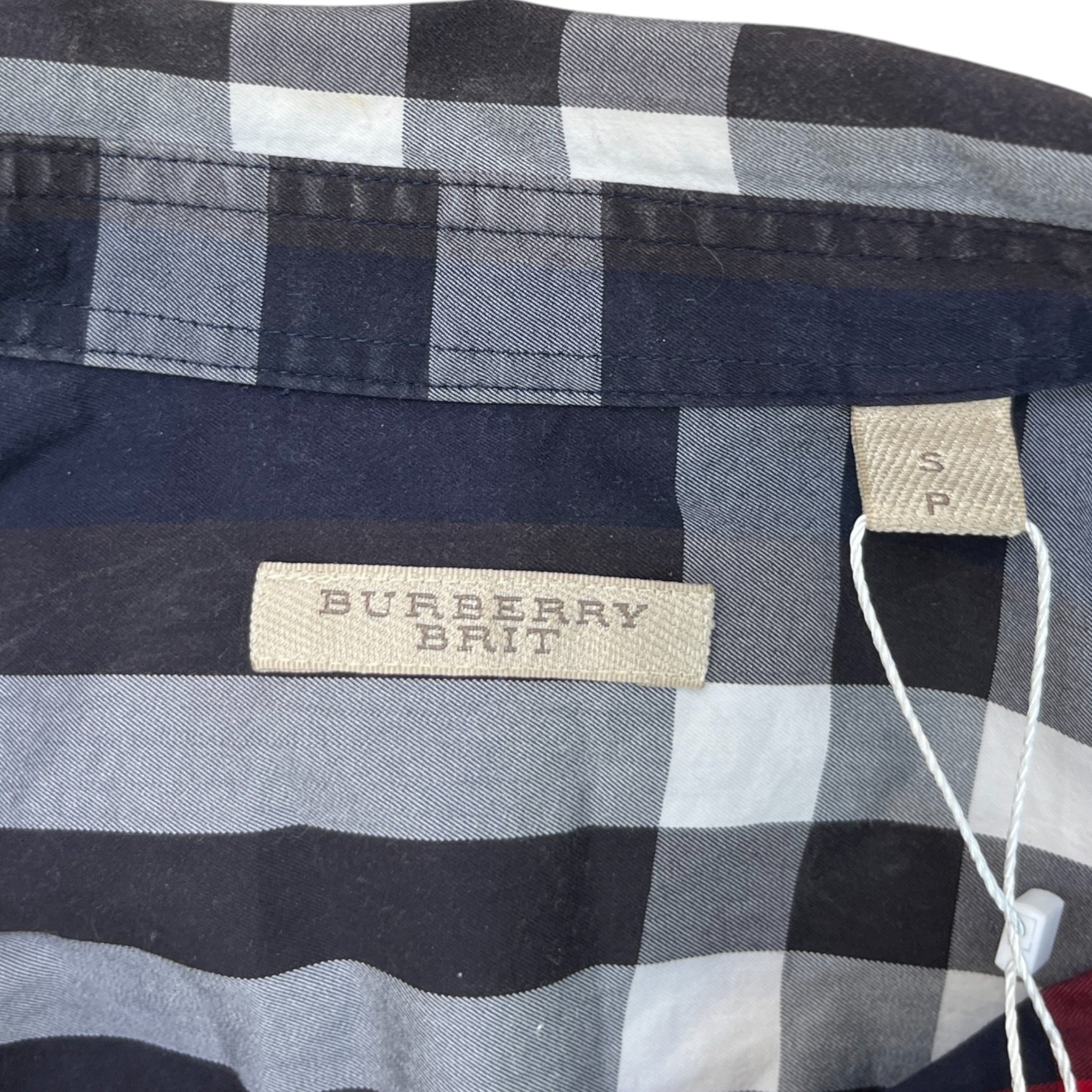 Men's Checkered Long Sleeve Shirt Blue Size S