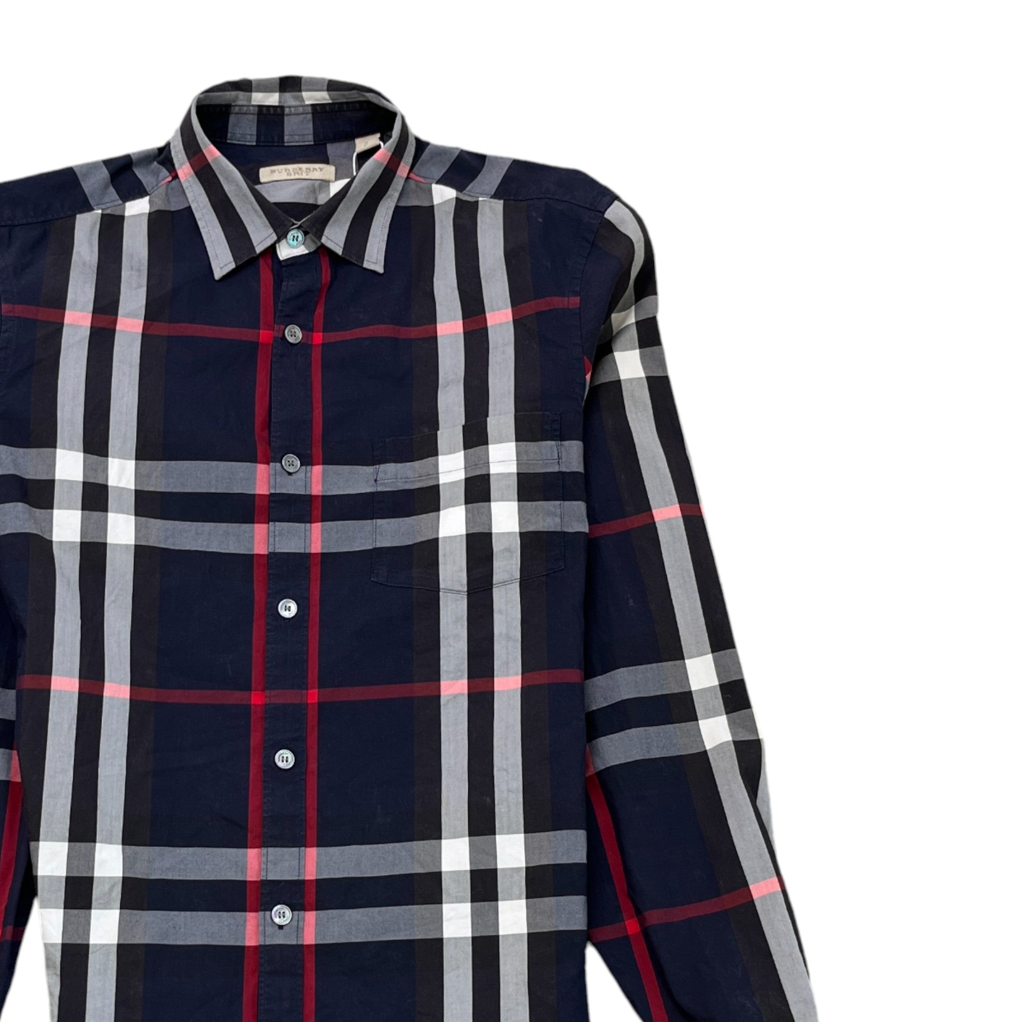 Men's Checkered Long Sleeve Shirt Blue Size S