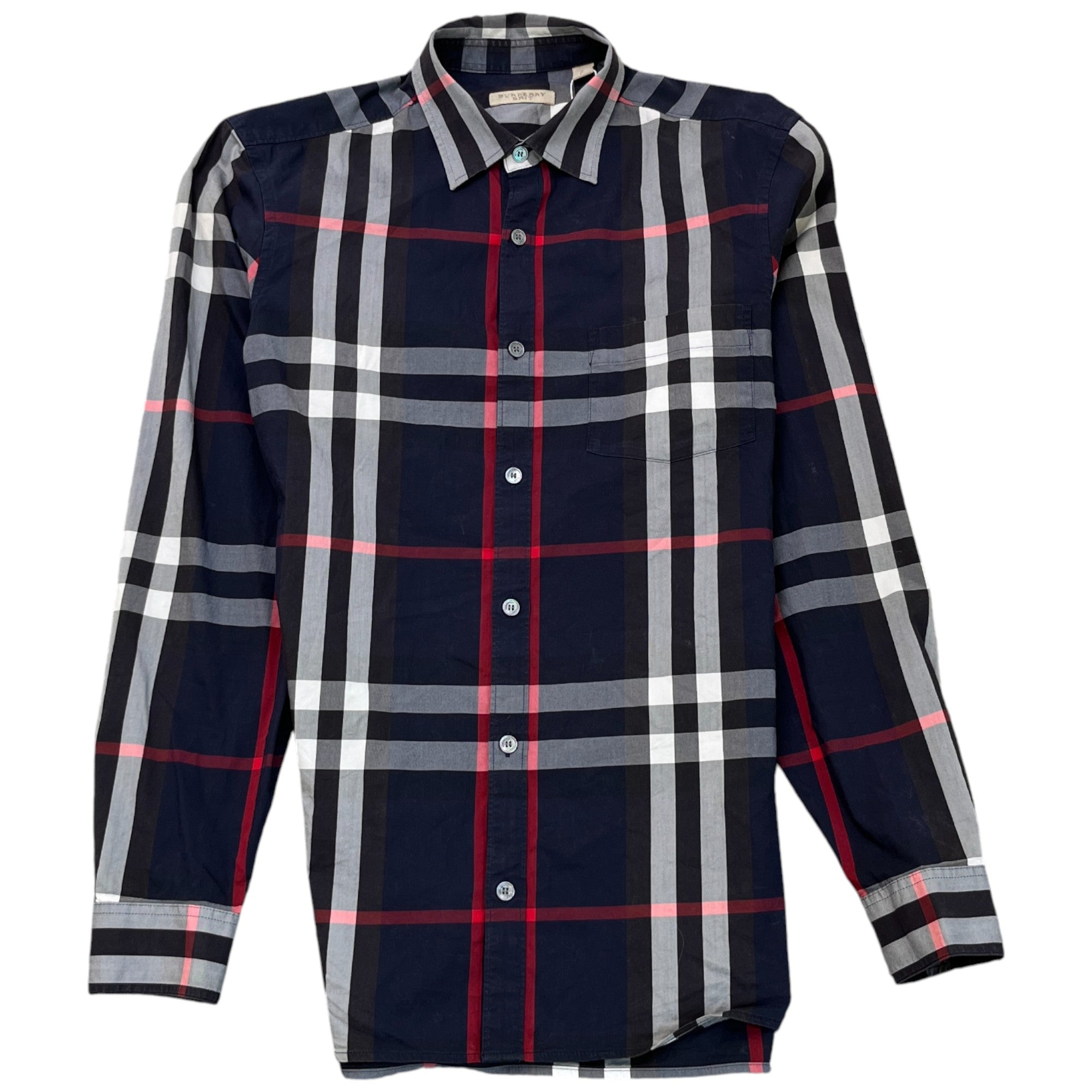 Men's Checkered Long Sleeve Shirt Blue Size S