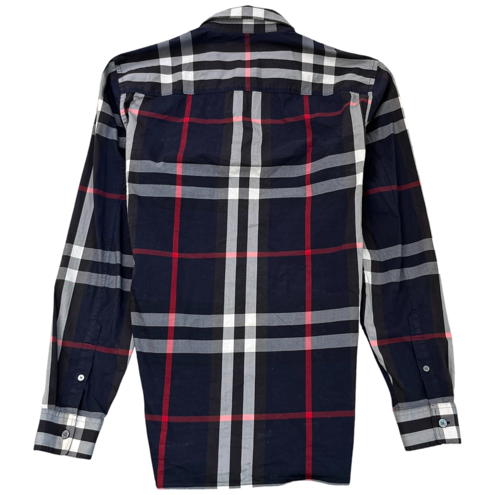 Men's Checkered Long Sleeve Shirt Blue Size S