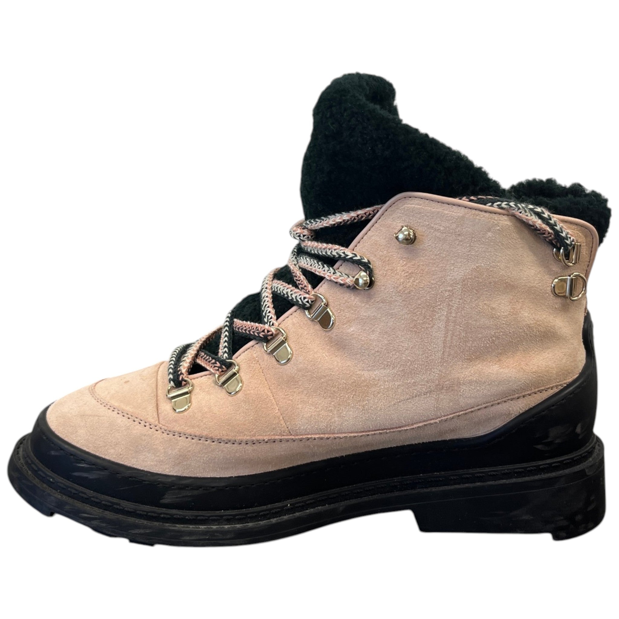Women's Interlocking Cc Shearling Combat Boots Pink Size EU 39 / UK 6