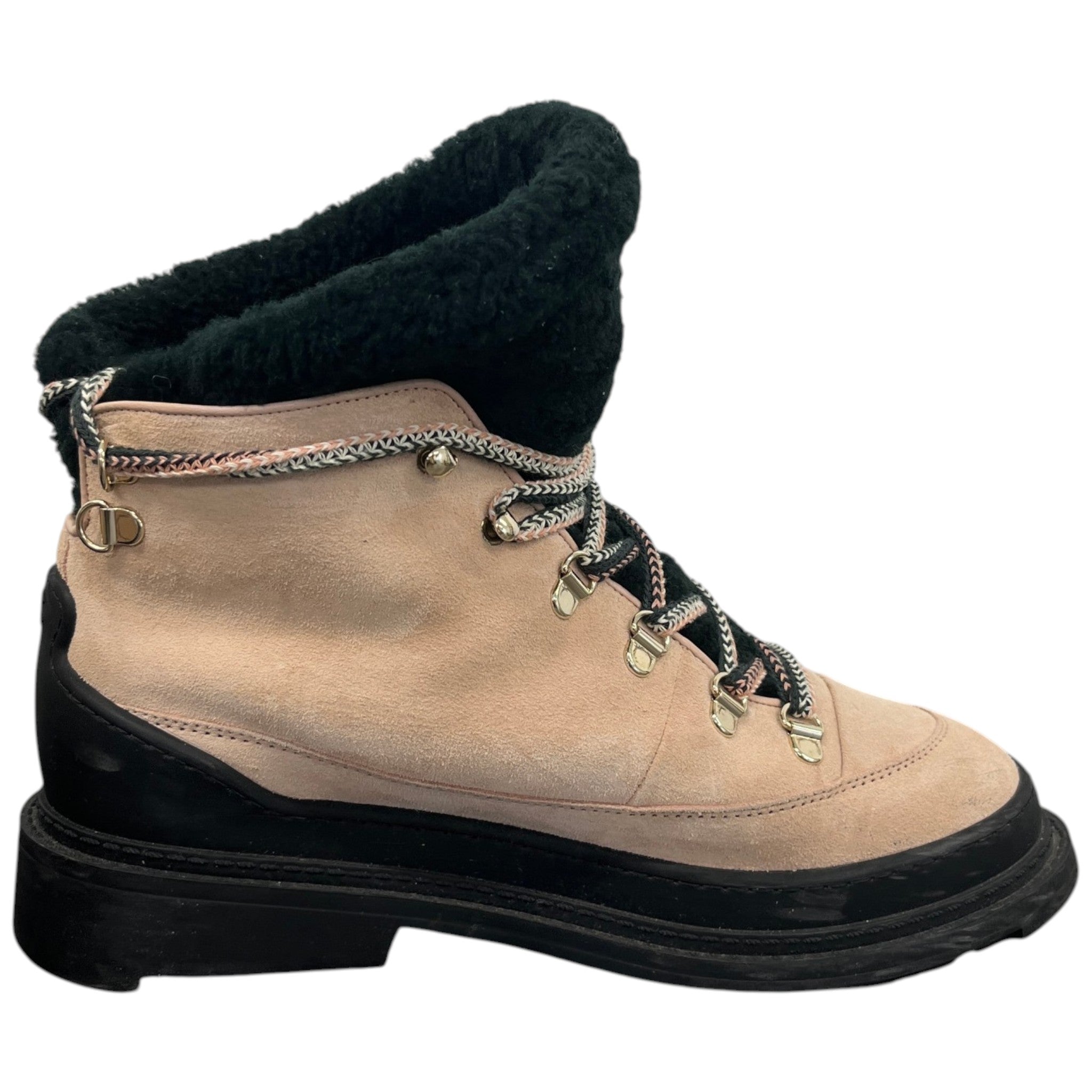 Women's Interlocking Cc Shearling Combat Boots Pink Size EU 39 / UK 6