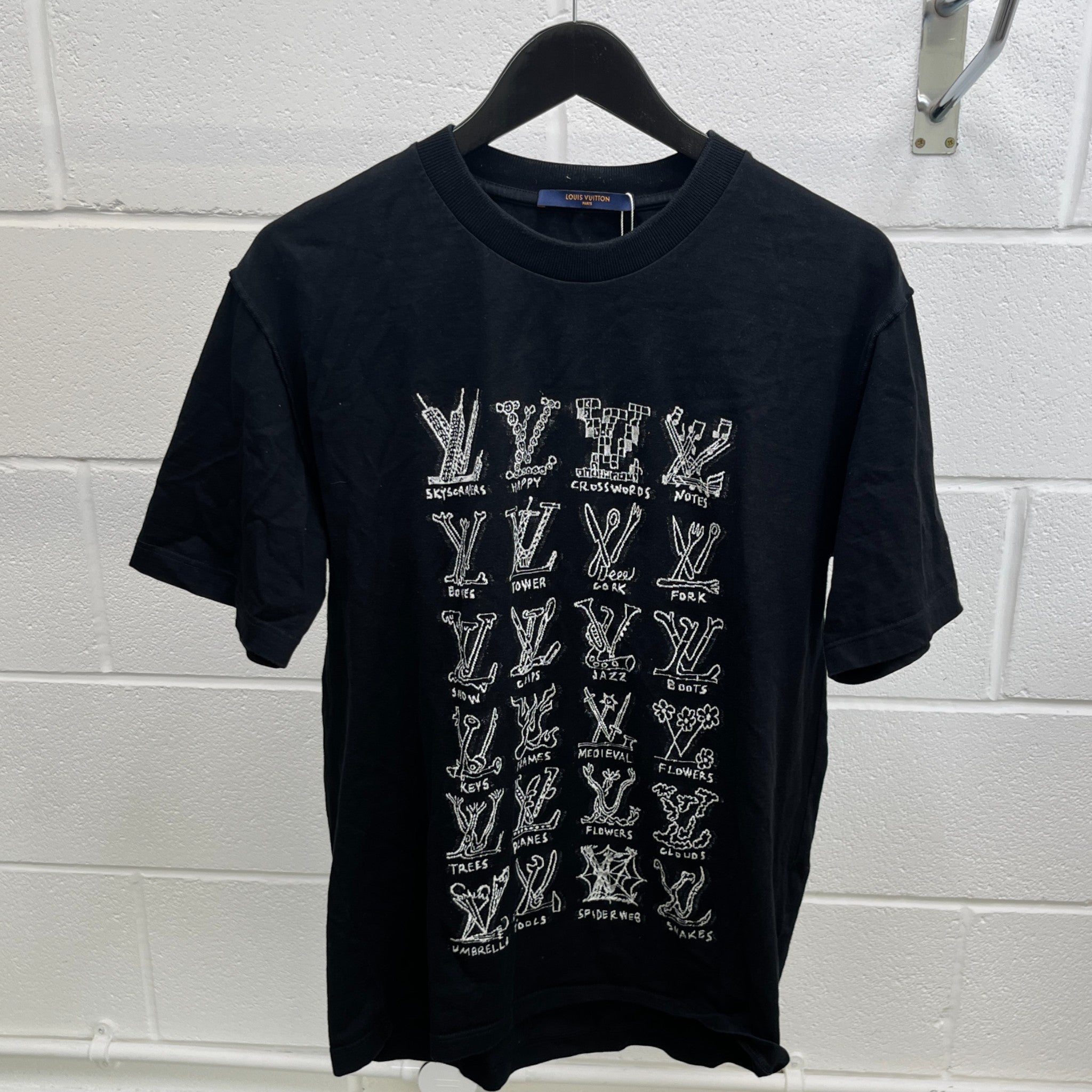 Men's Cartoon Logo T-Shirt Black Size XL