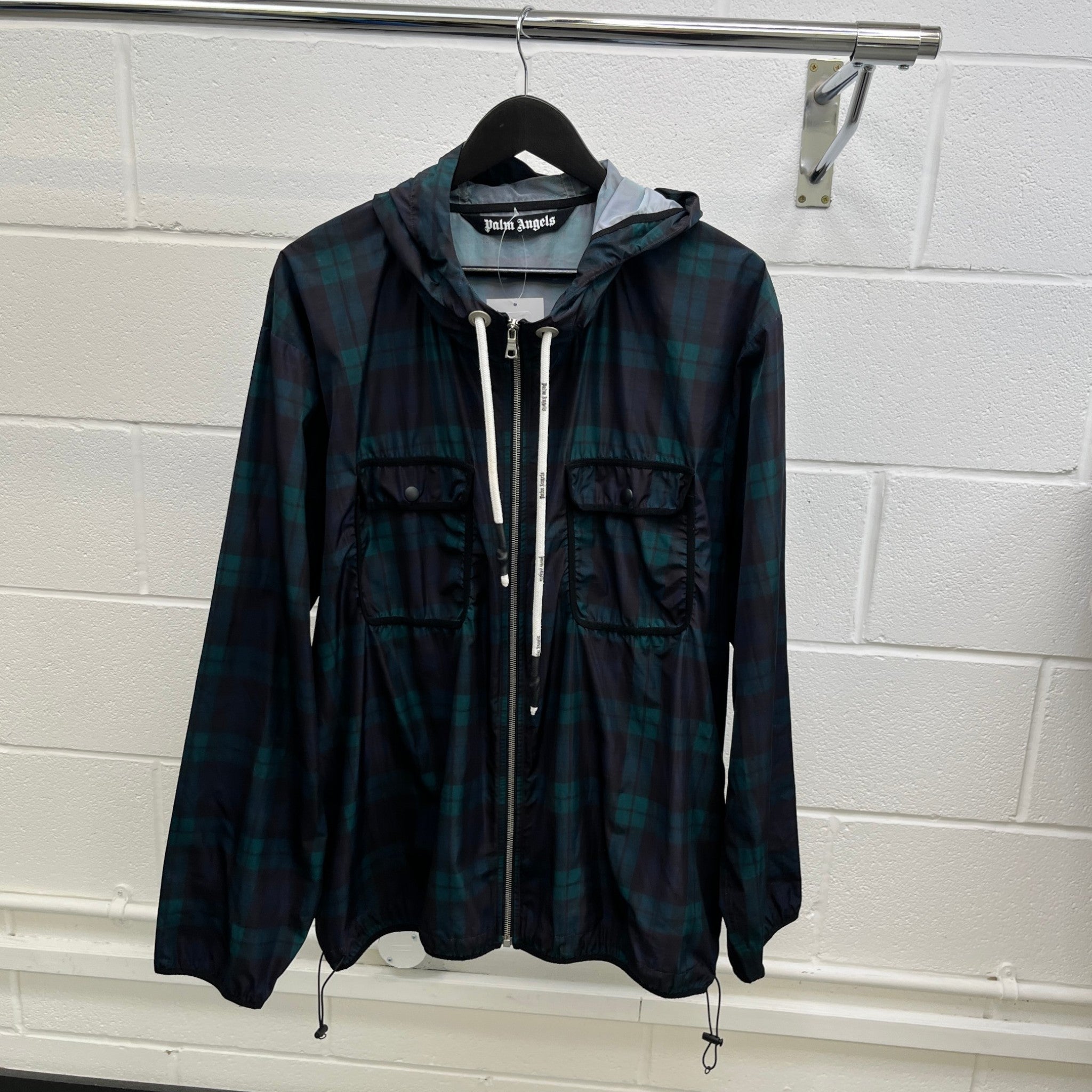 Men's Tartan Black Watch Windbreaker Green Size L