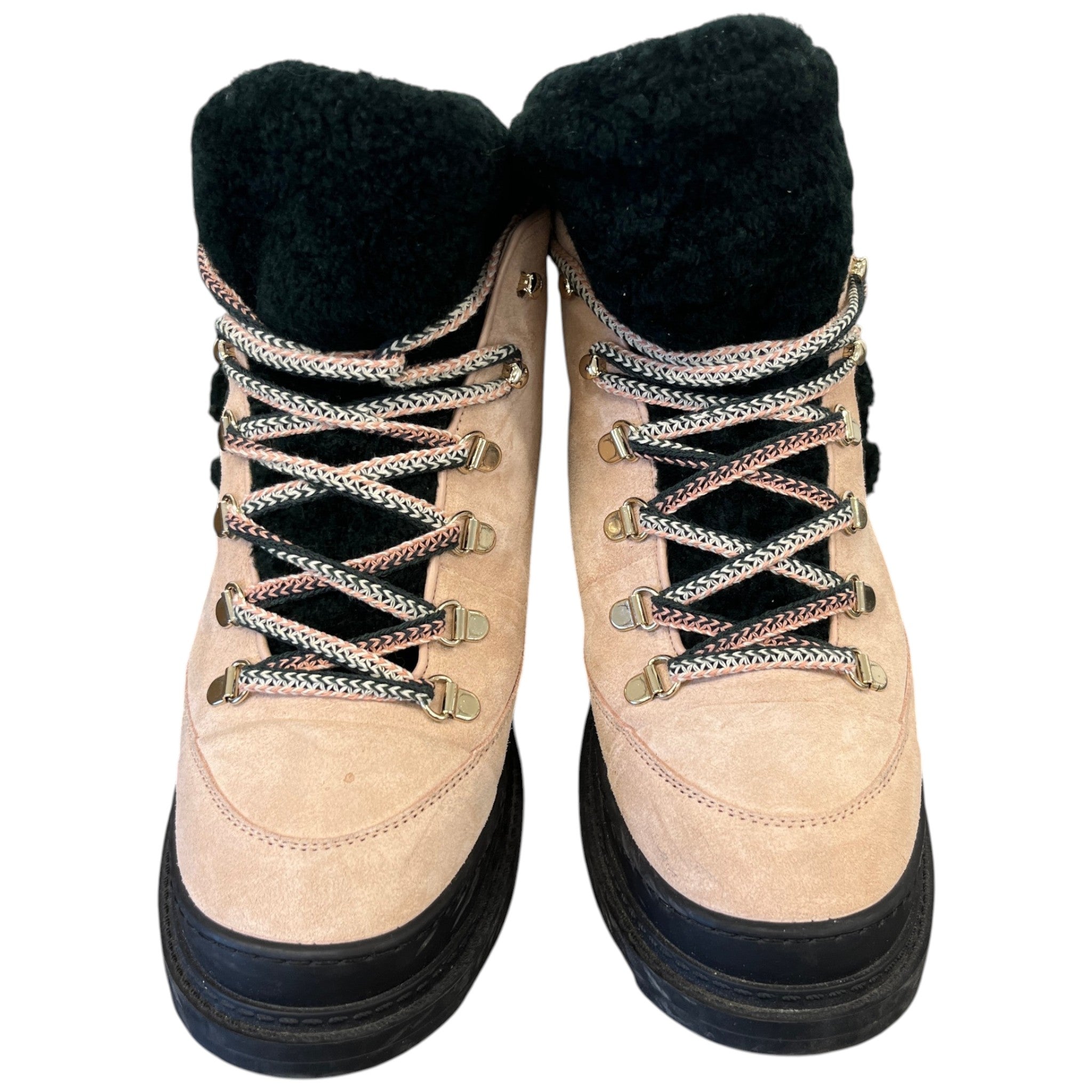 Women's Interlocking Cc Shearling Combat Boots Pink Size EU 39 / UK 6