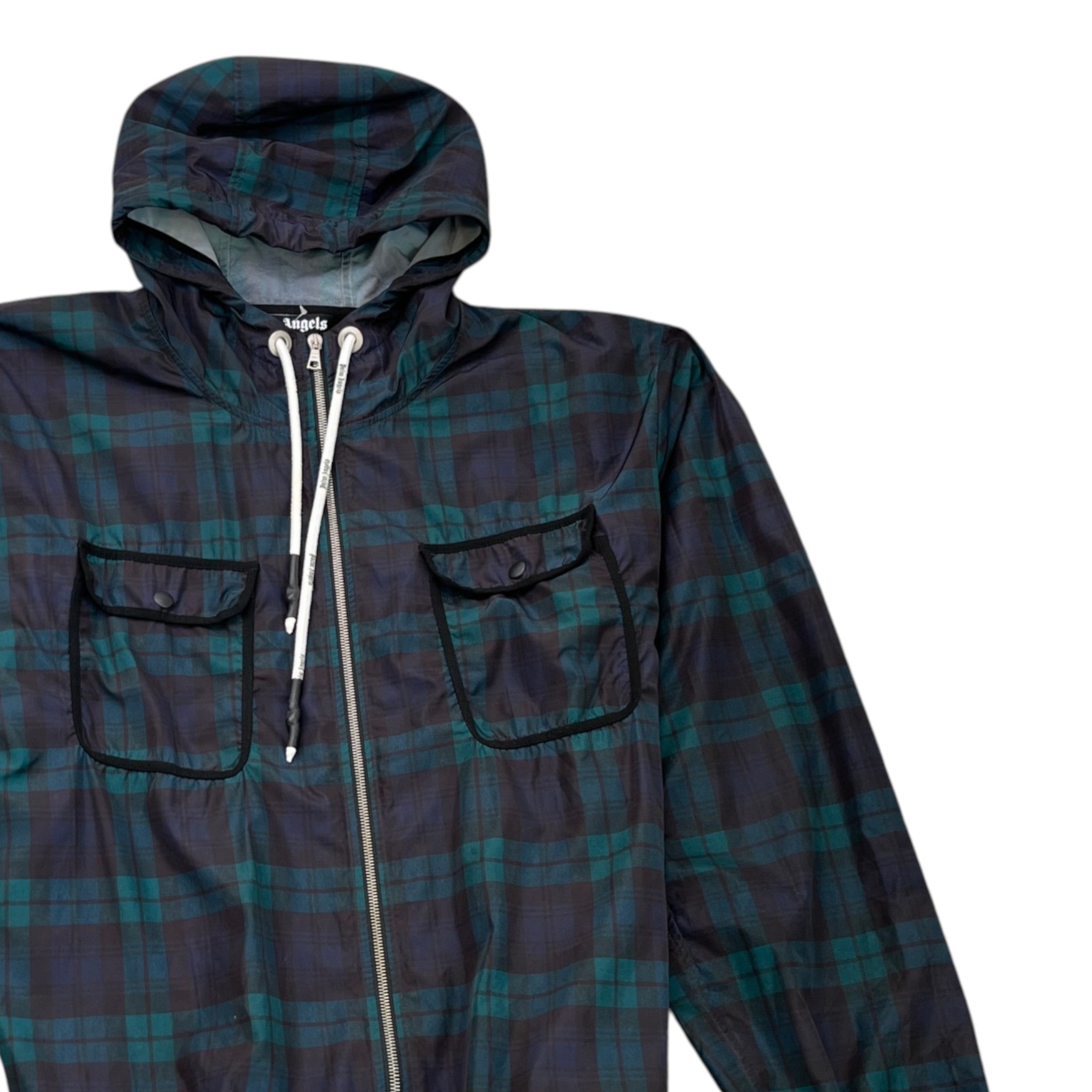 Men's Tartan Black Watch Windbreaker Green Size L