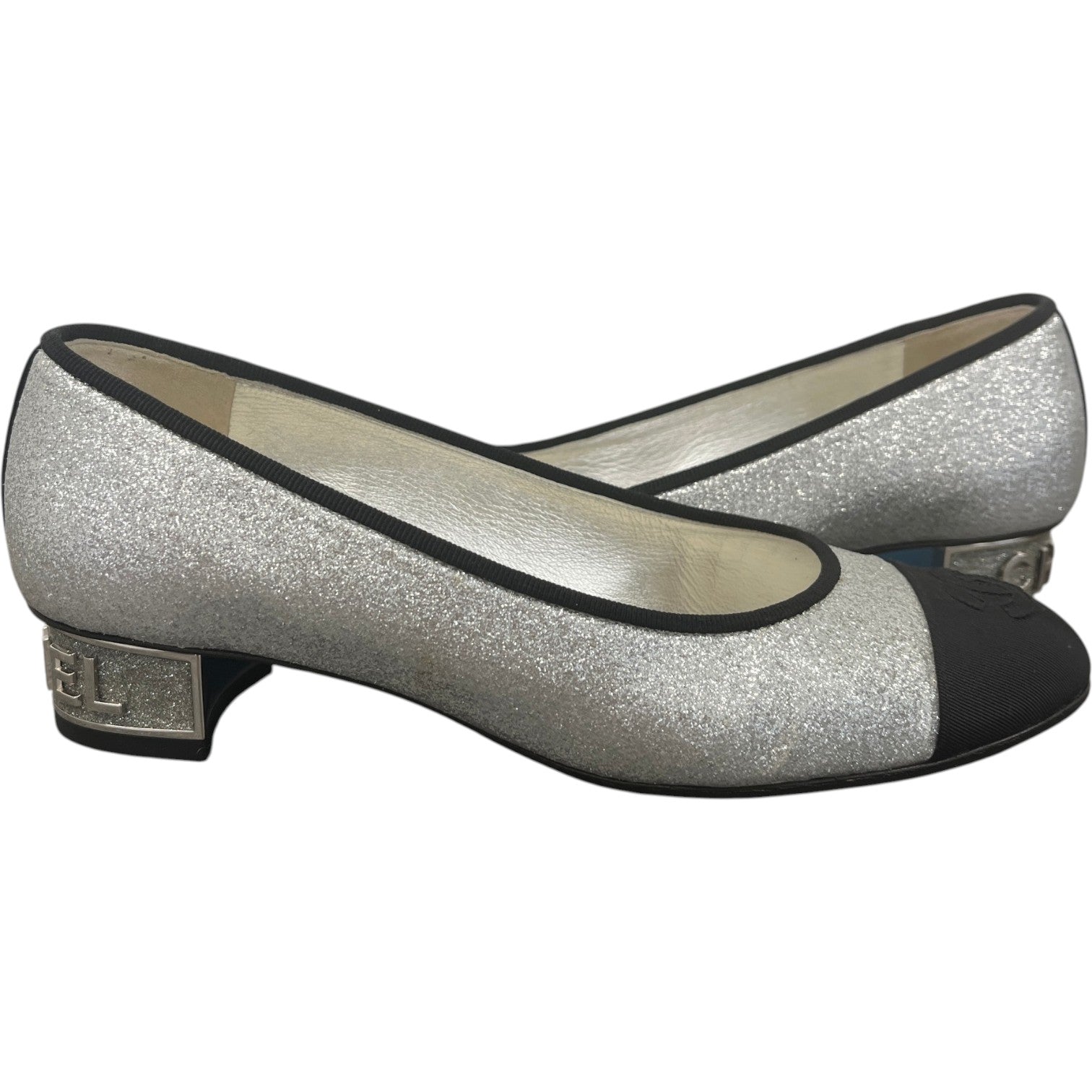 Women's Glitter Cc Toe Cap Mules Silver Size EU 35.5 / UK 2.5