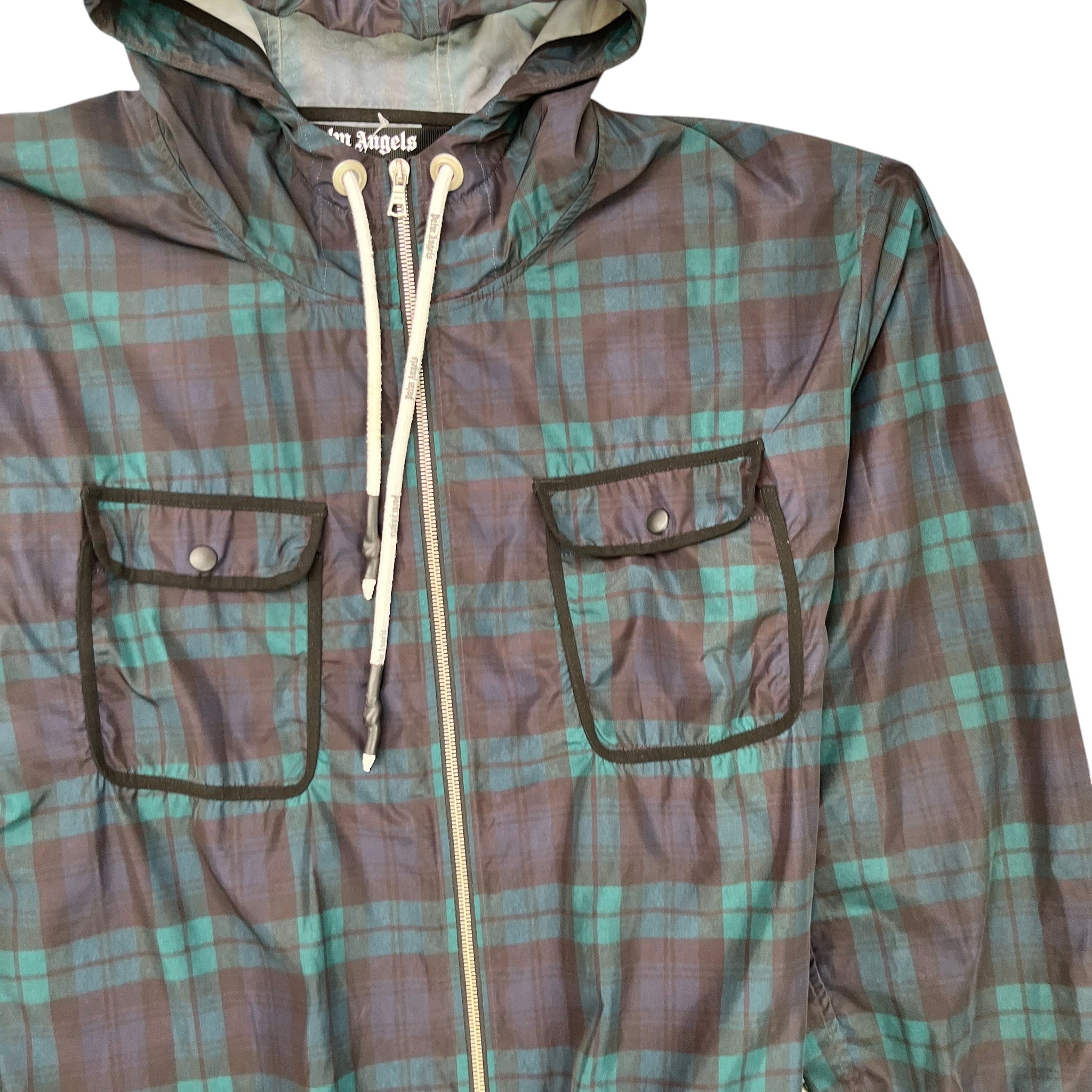 Men's Tartan Black Watch Windbreaker Green Size L