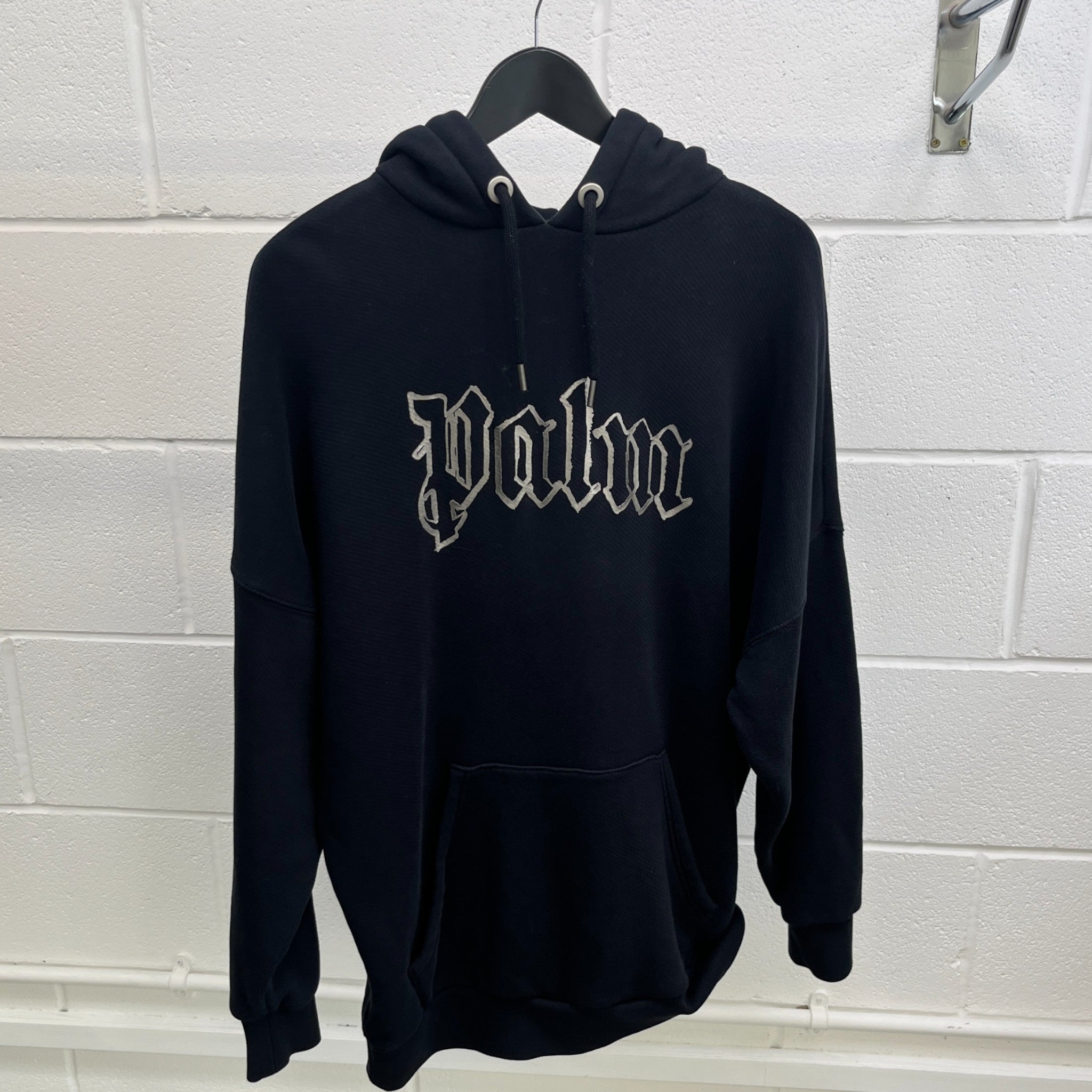 Men's Oversized Logo Print Hoodie Black Size S