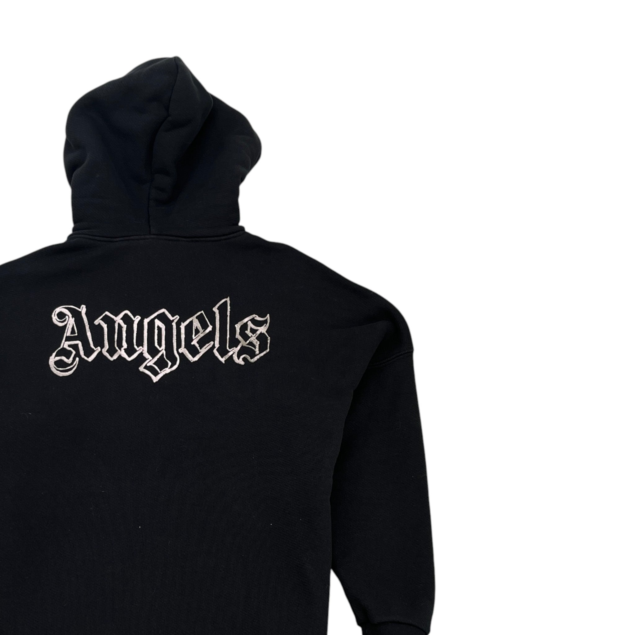 Men's Oversized Logo Print Hoodie Black Size S