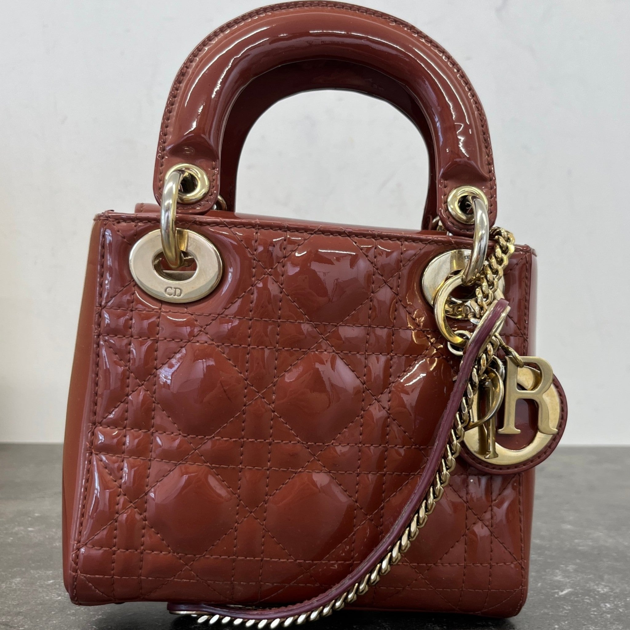 Women's Mini Lady Dior Patent Bag Brown