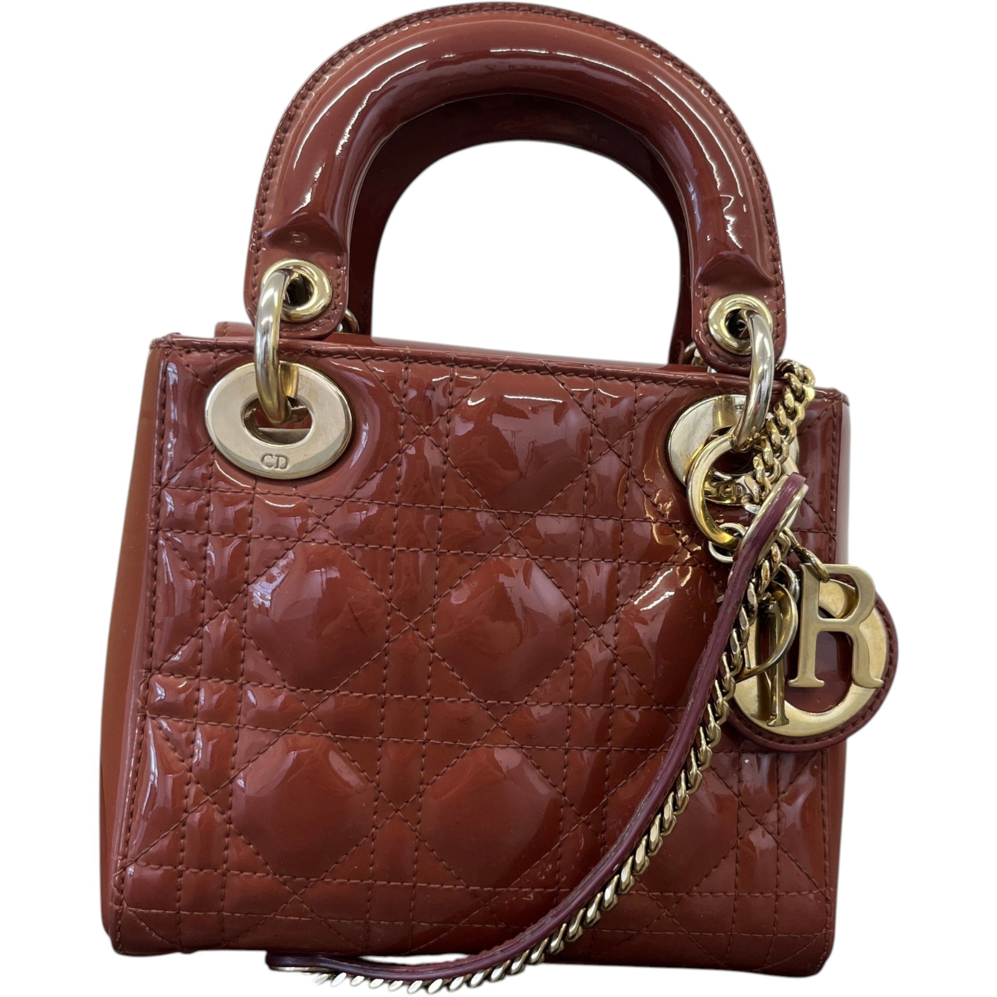Women's Mini Lady Dior Patent Bag Brown