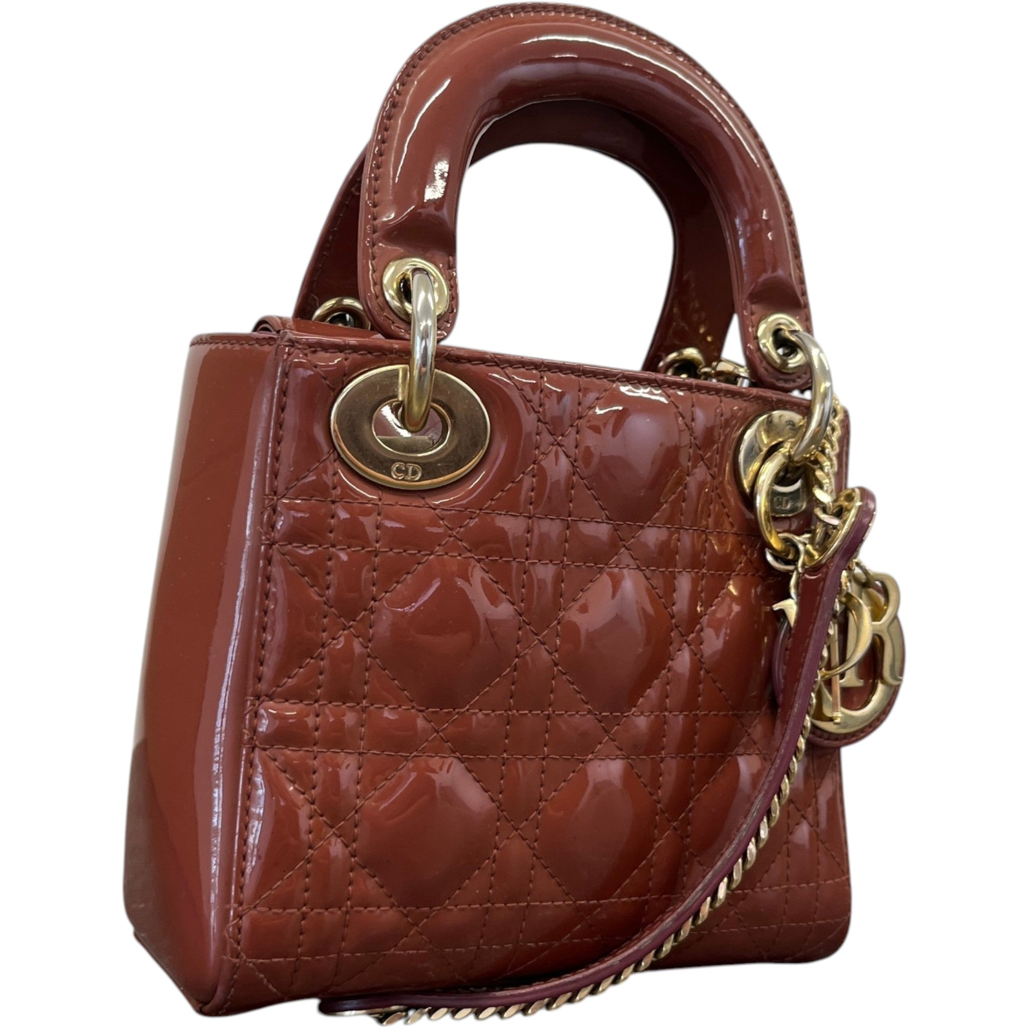Women's Mini Lady Dior Patent Bag Brown