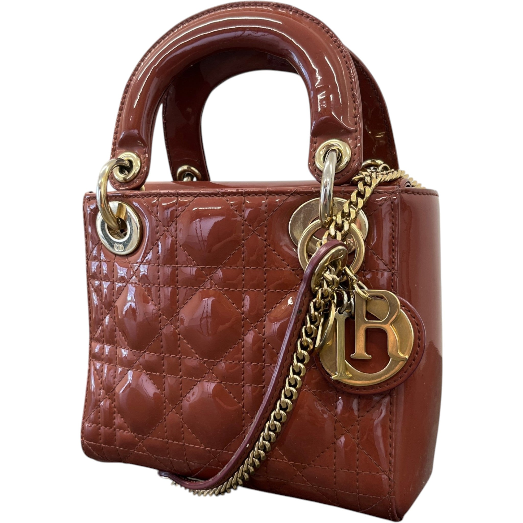 Women's Mini Lady Dior Patent Bag Brown