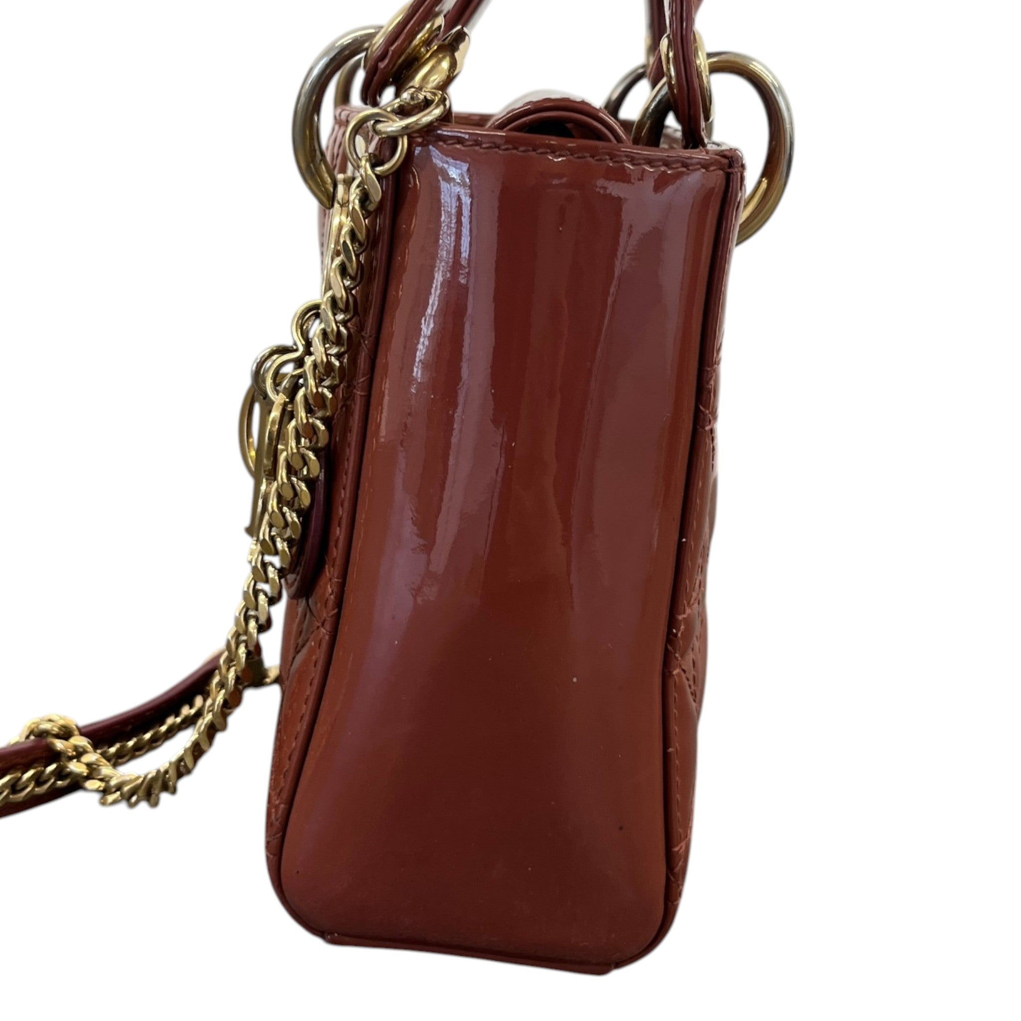 Women's Mini Lady Dior Patent Bag Brown