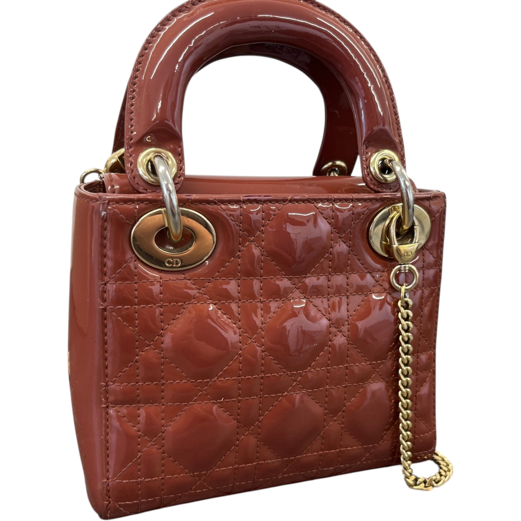 Women's Mini Lady Dior Patent Bag Brown