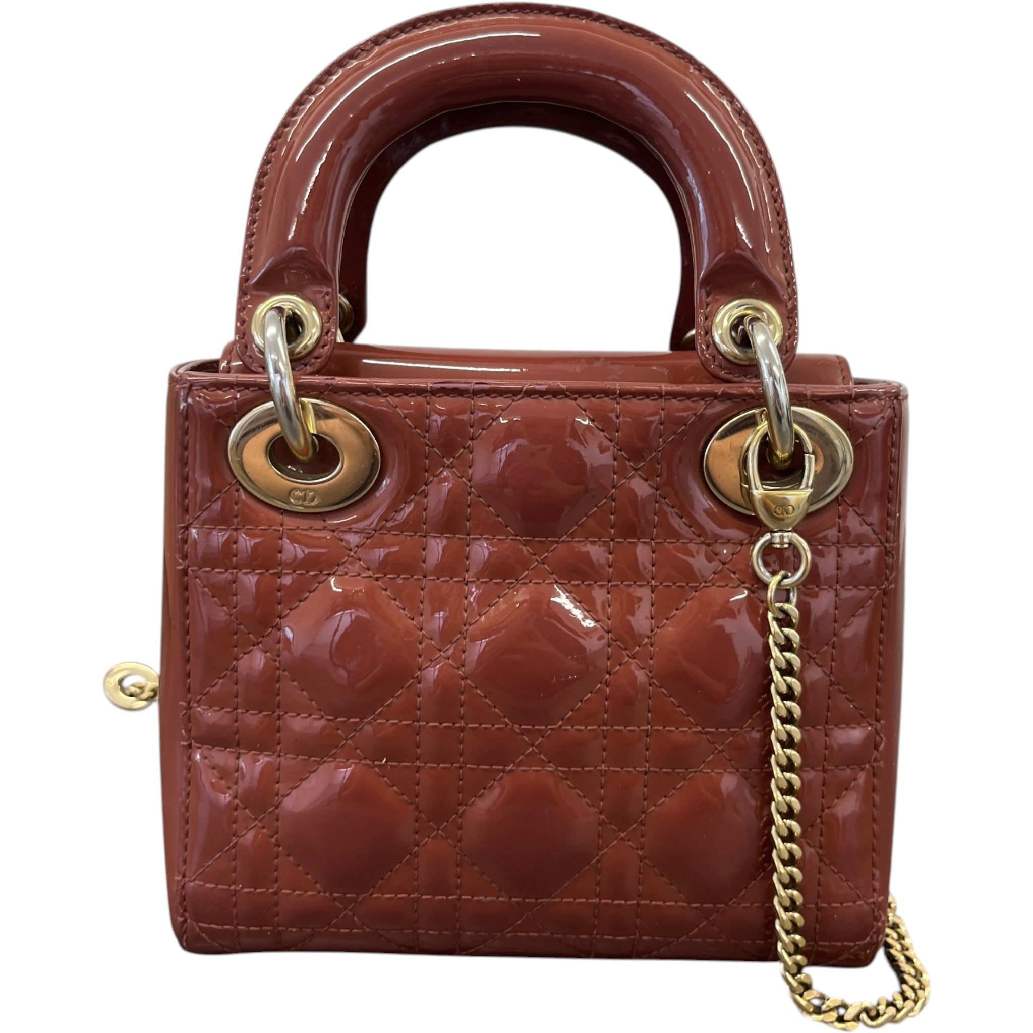 Women's Mini Lady Dior Patent Bag Brown