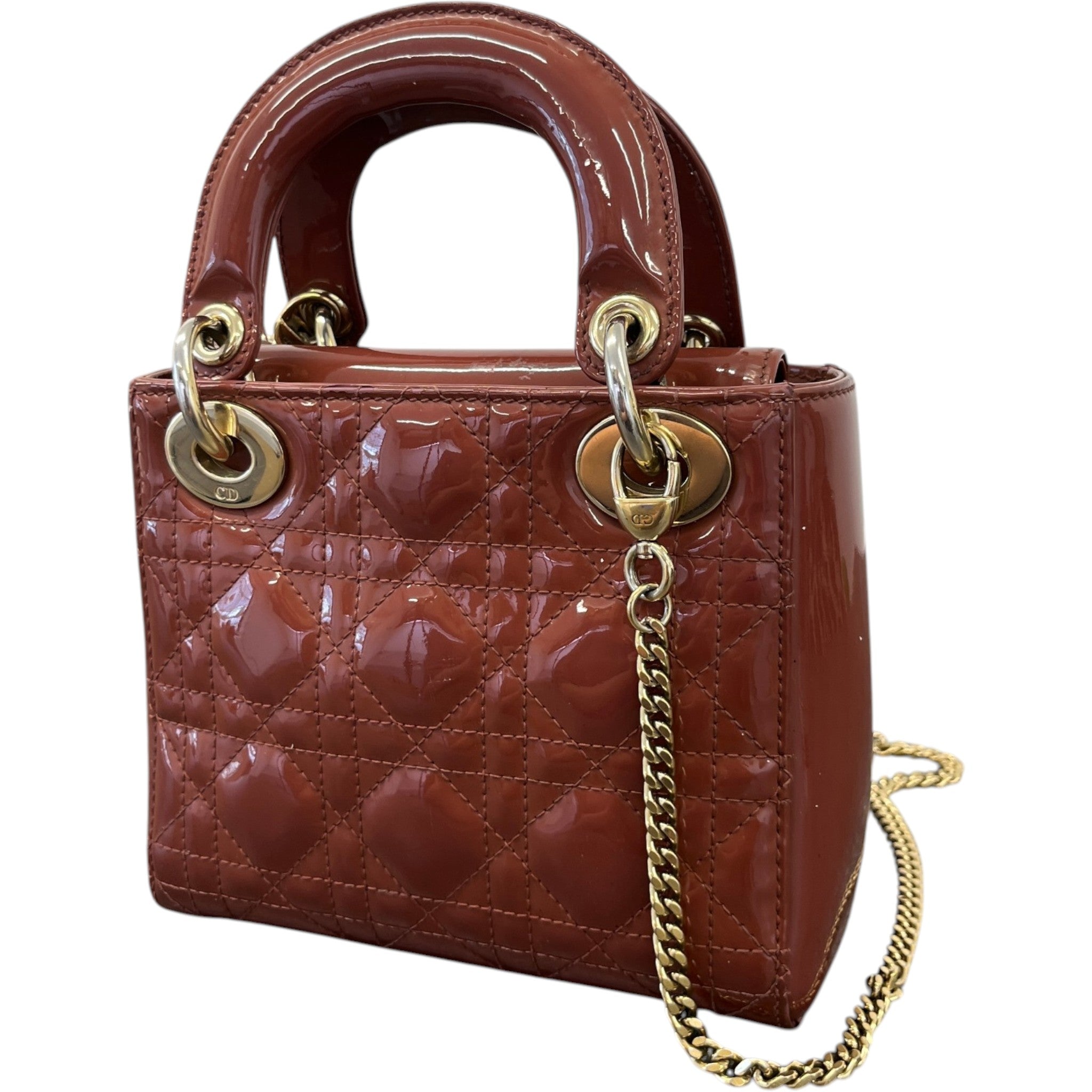 Women's Mini Lady Dior Patent Bag Brown