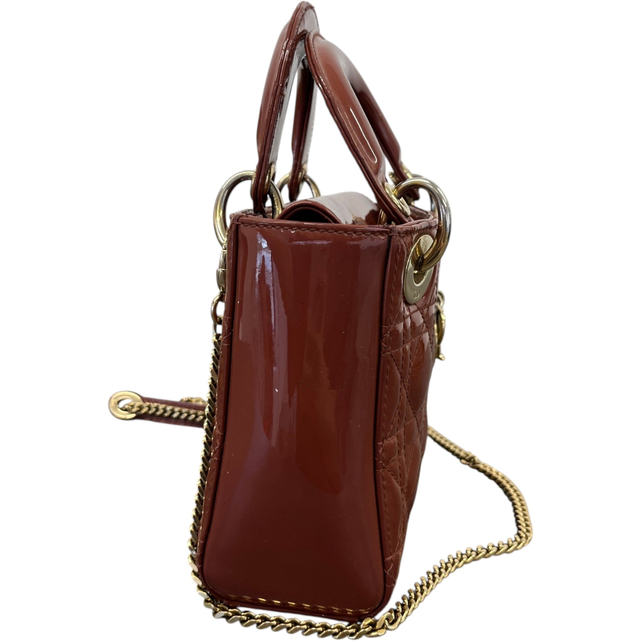 Women's Mini Lady Dior Patent Bag Brown