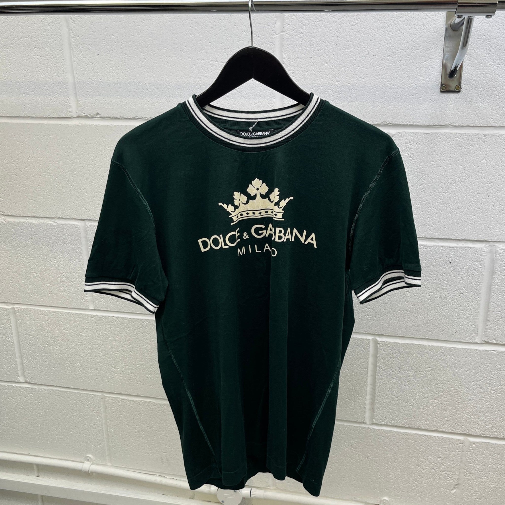 Men's Crown Print Logo T-Shirt Green Size IT 46 / UK S