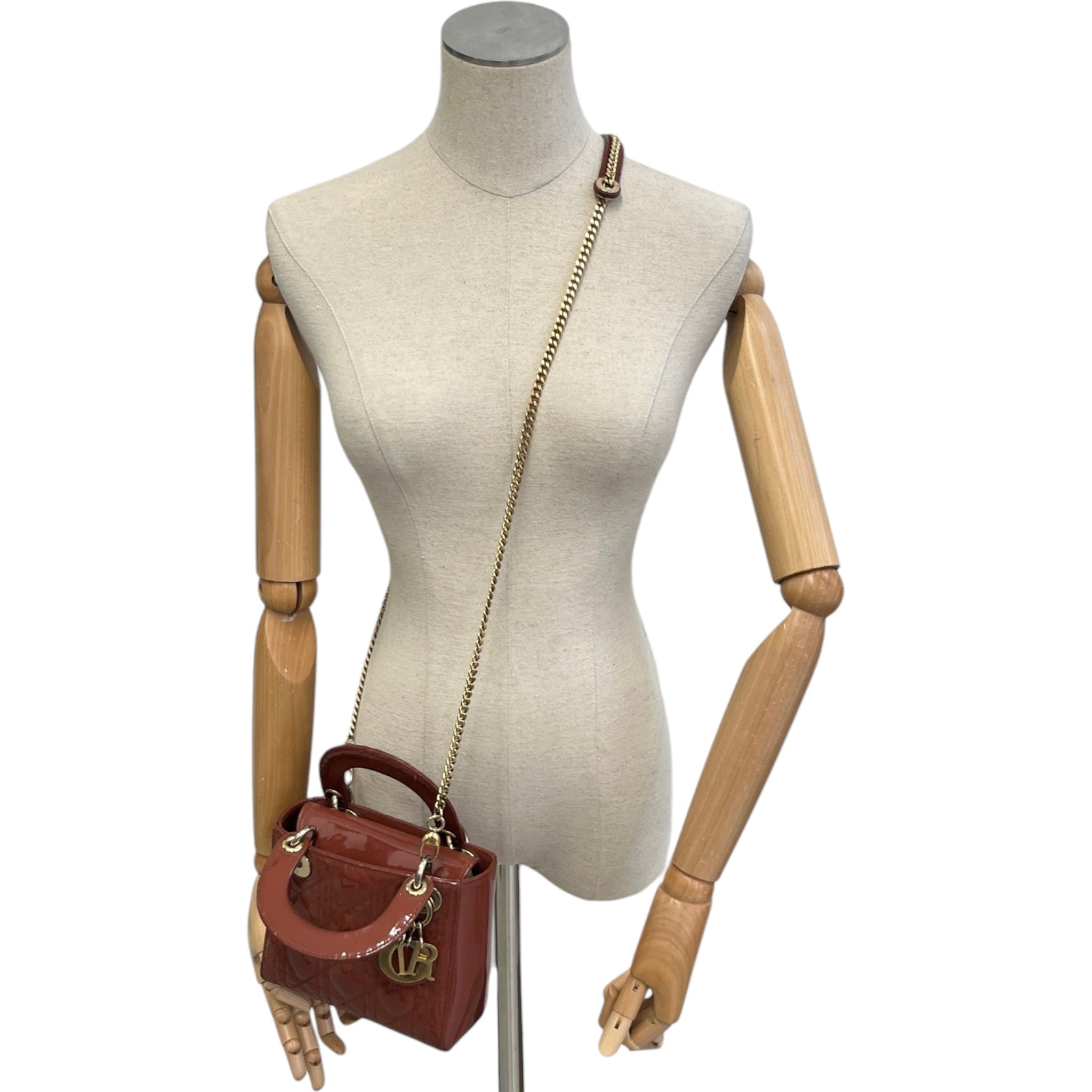 Women's Mini Lady Dior Patent Bag Brown