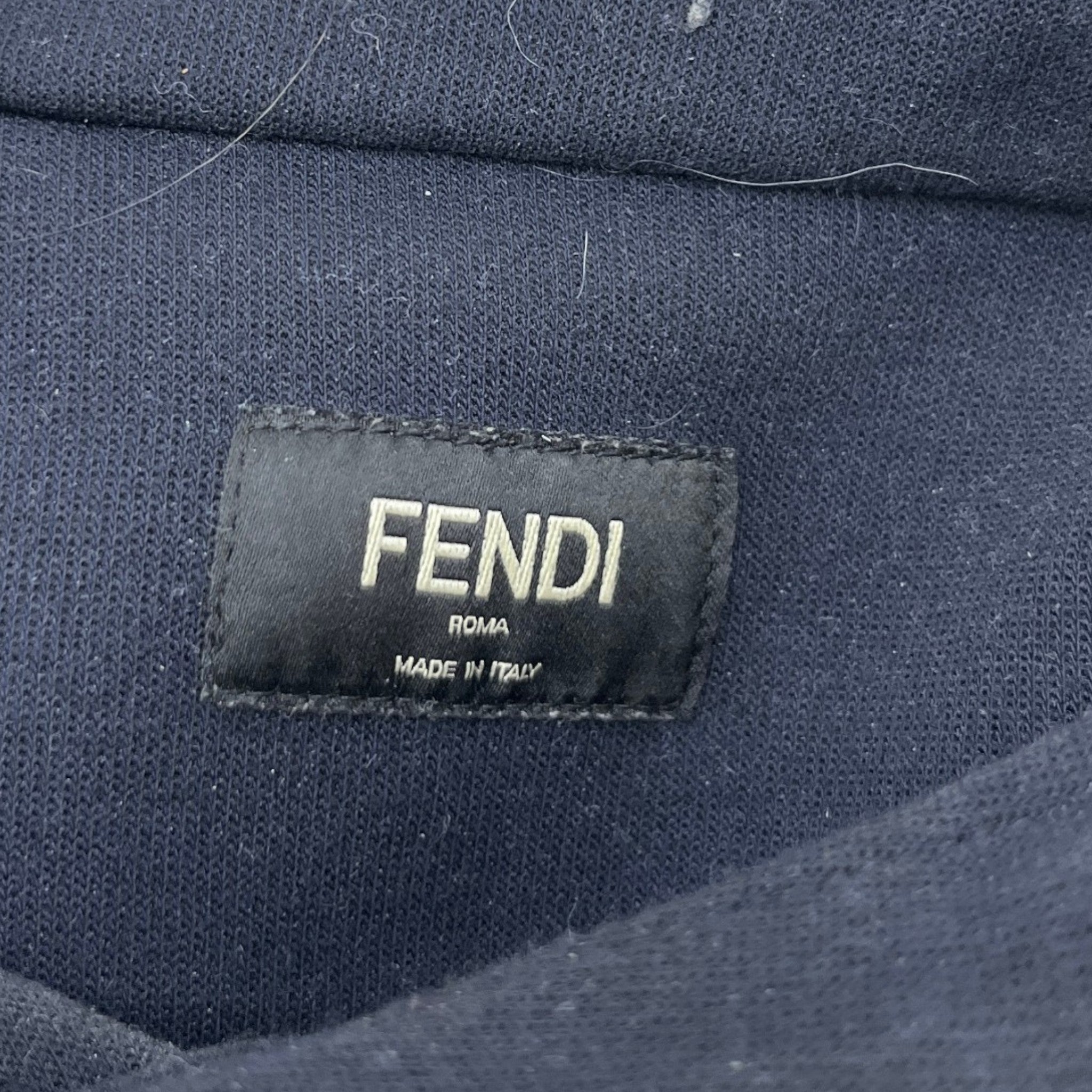 Men's Ff Monogram Stripe Hoodie Navy Size IT 48 / UK M