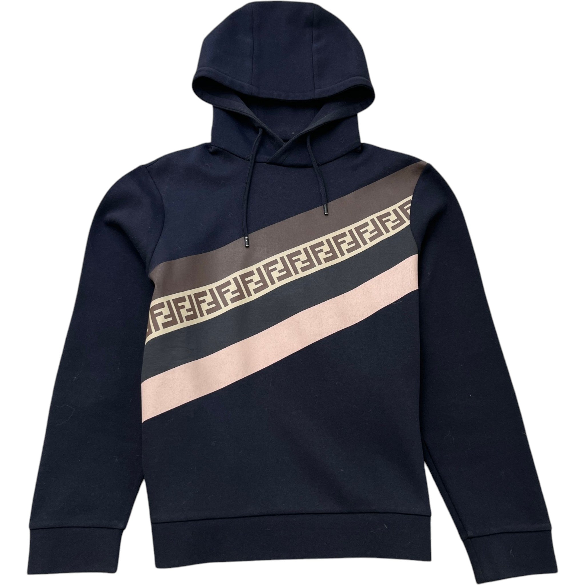 Men's Ff Monogram Stripe Hoodie Navy Size IT 48 / UK M