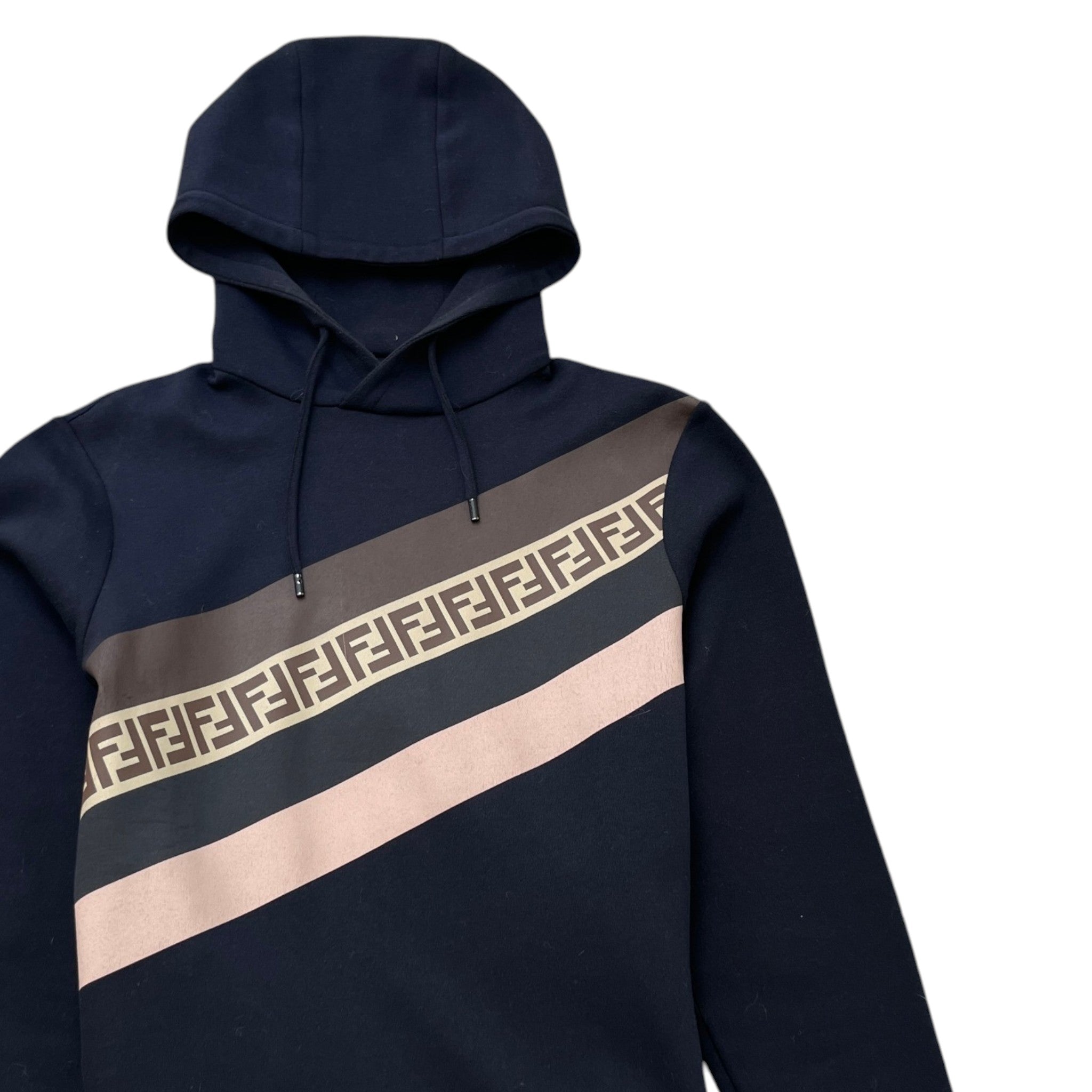 Men's Ff Monogram Stripe Hoodie Navy Size IT 48 / UK M