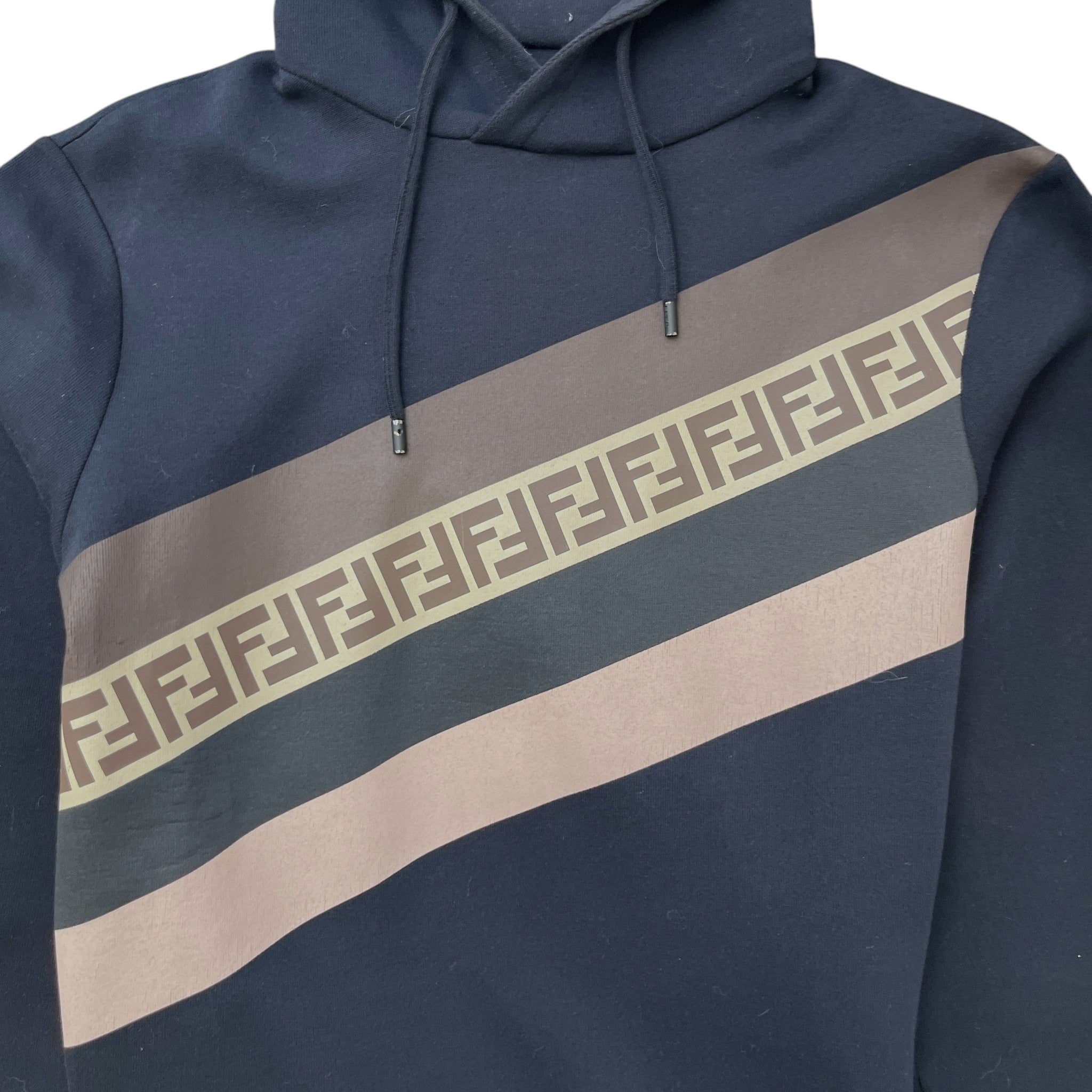 Men's Ff Monogram Stripe Hoodie Navy Size IT 48 / UK M