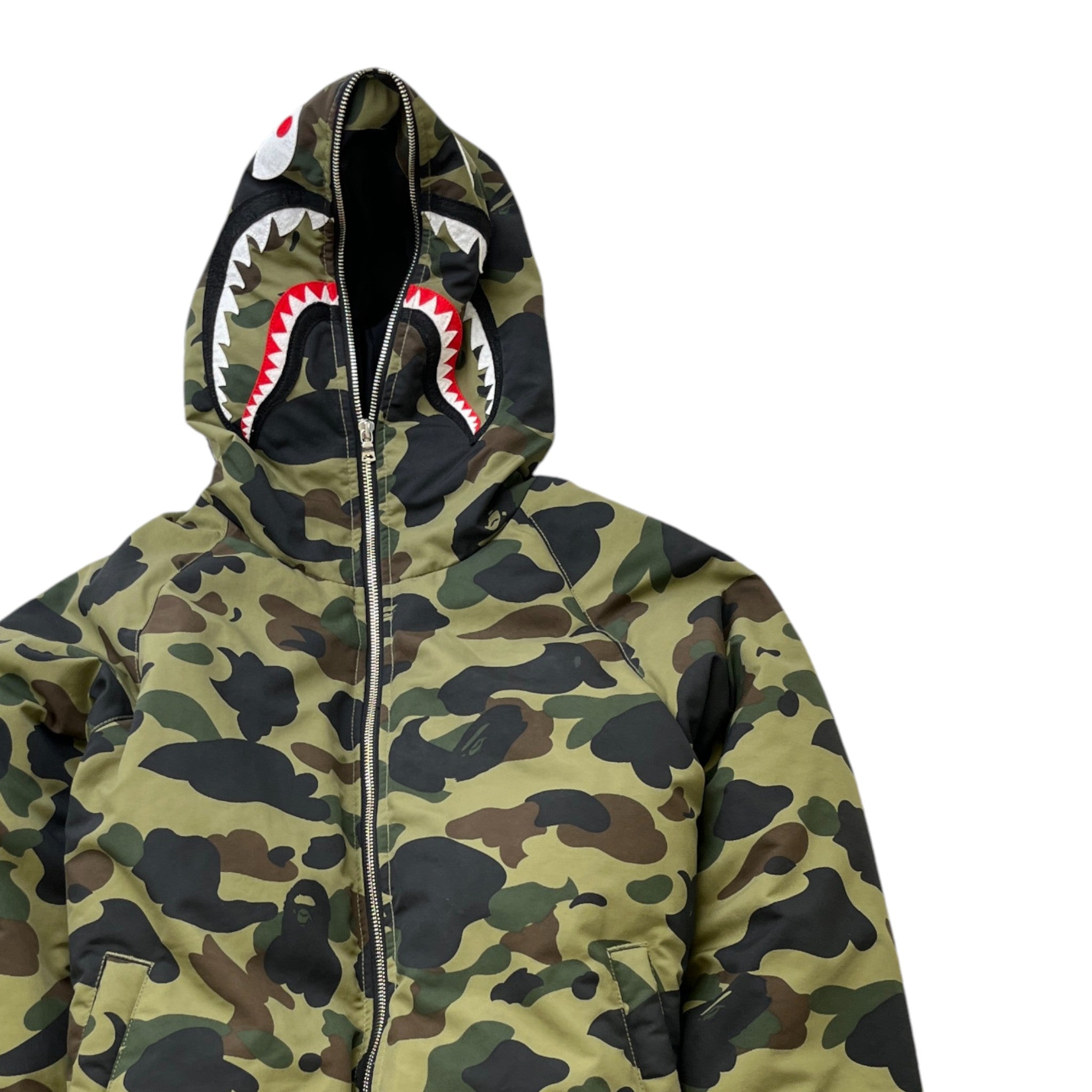 Men's Shark Full Zip Down Jacket Khaki Size L