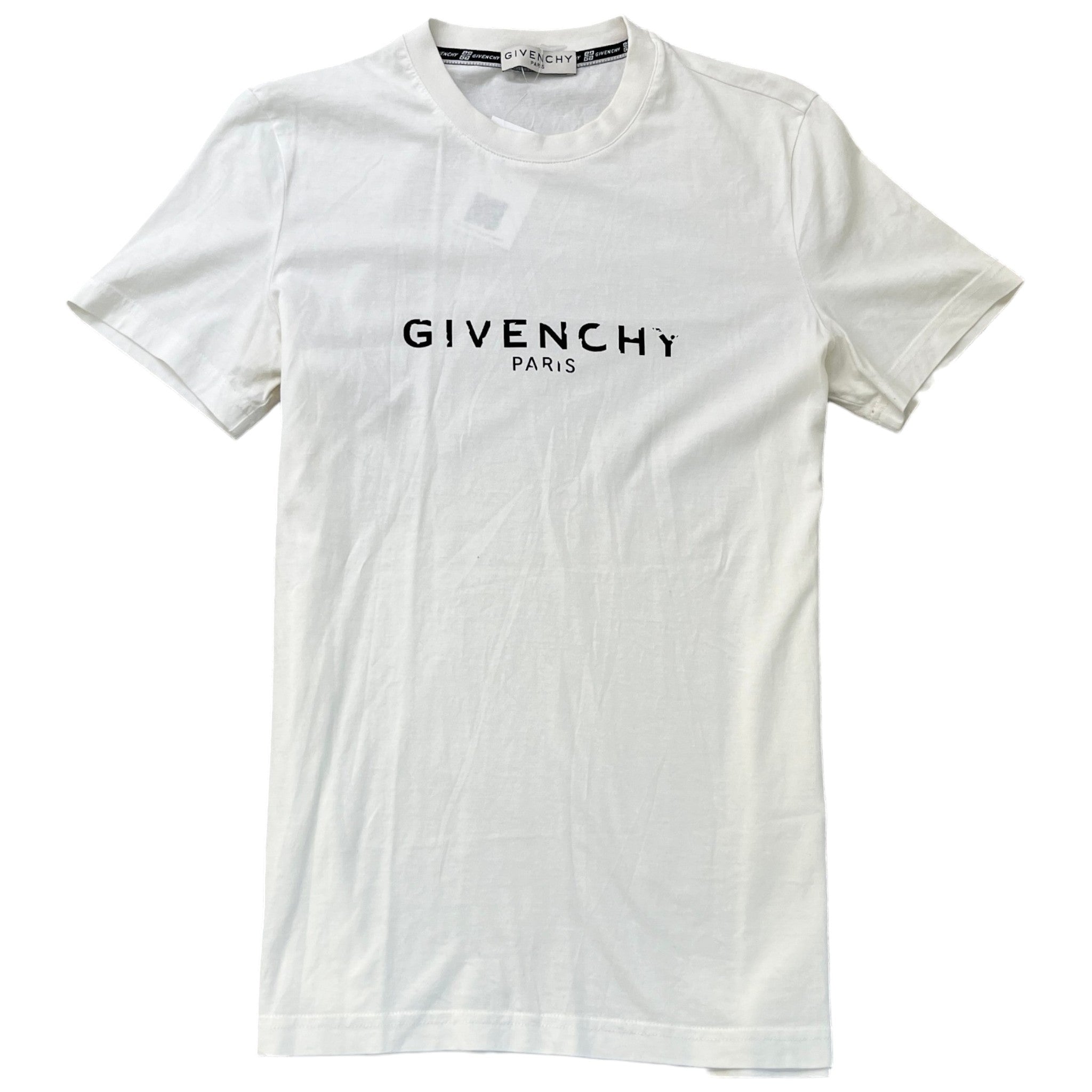 Men's Distressed Logo Print T-Shirt White Size XS