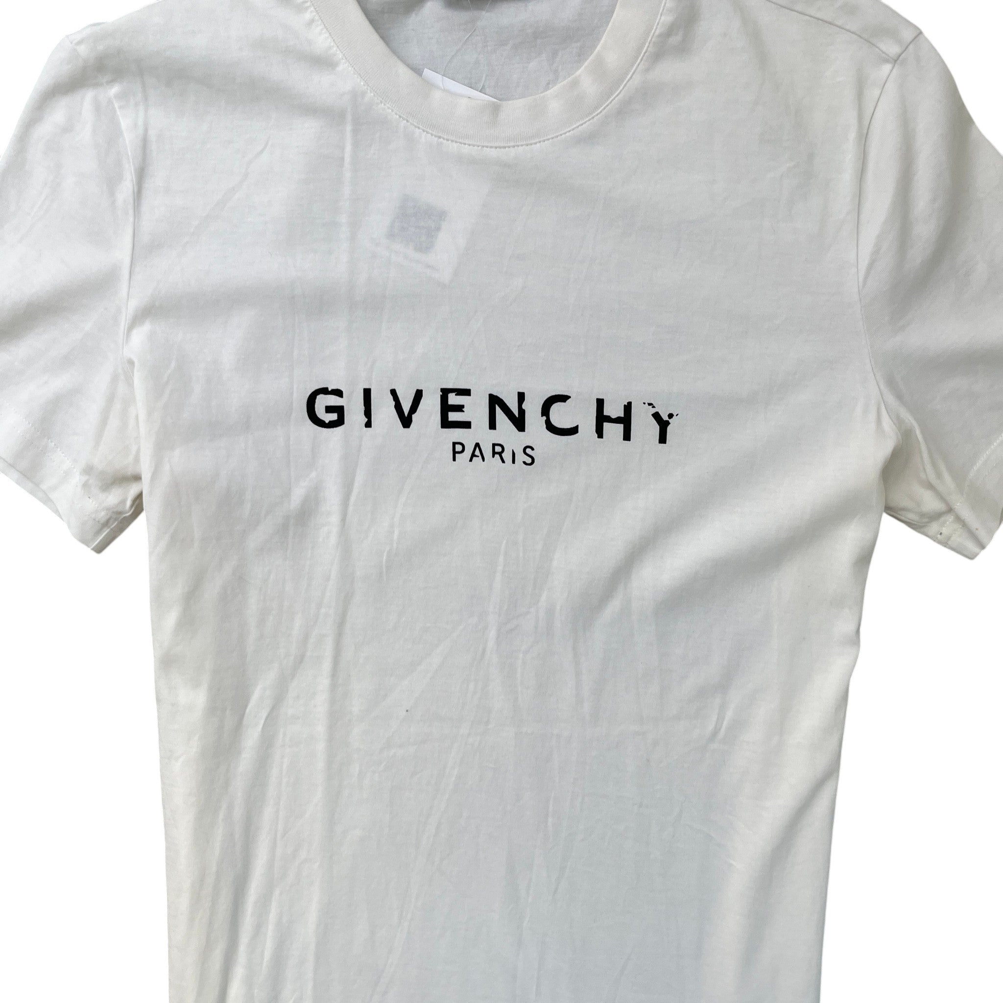 Men's Distressed Logo Print T-Shirt White Size XS