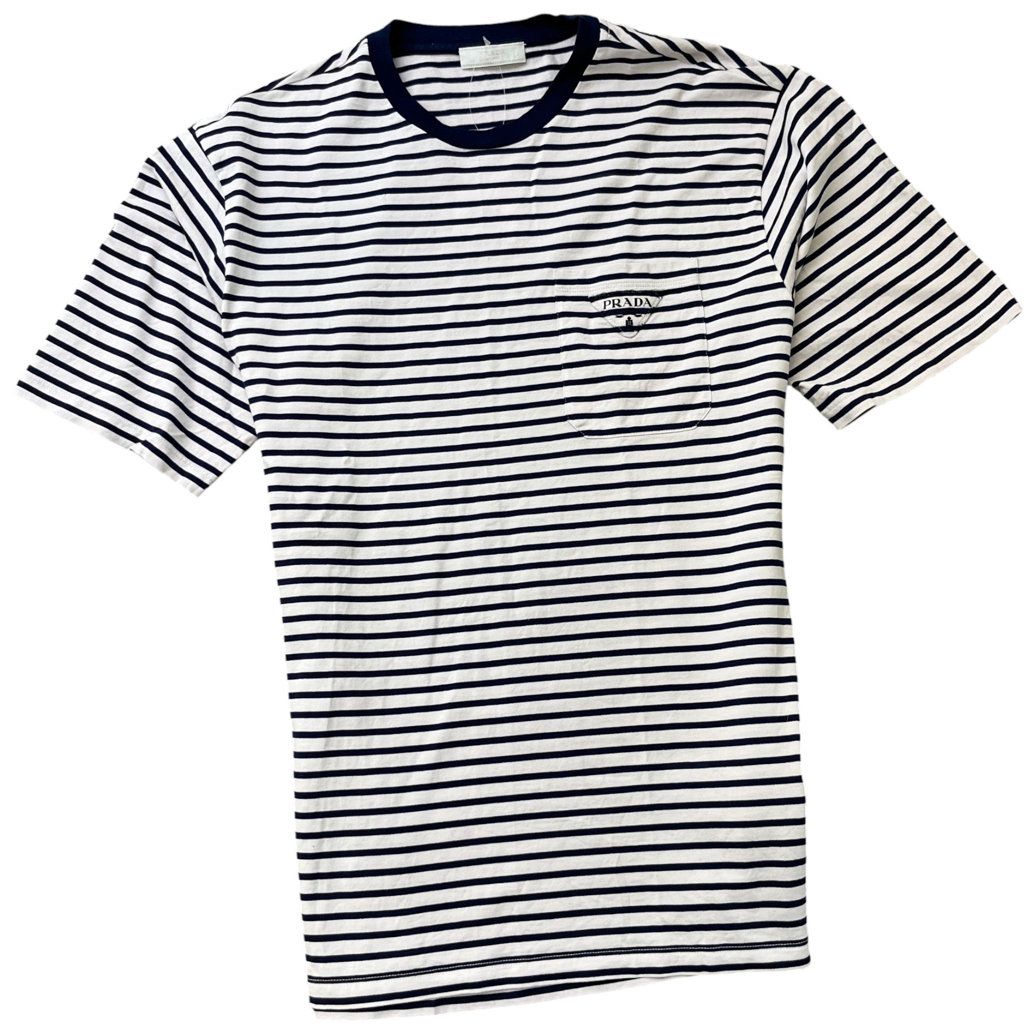 Men's Embroidered Logo Striped T-Shirt White Size L