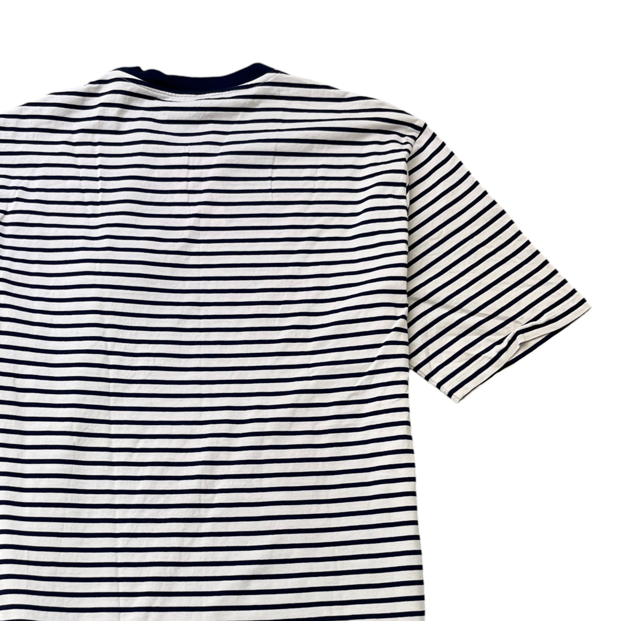 Men's Embroidered Logo Striped T-Shirt White Size L