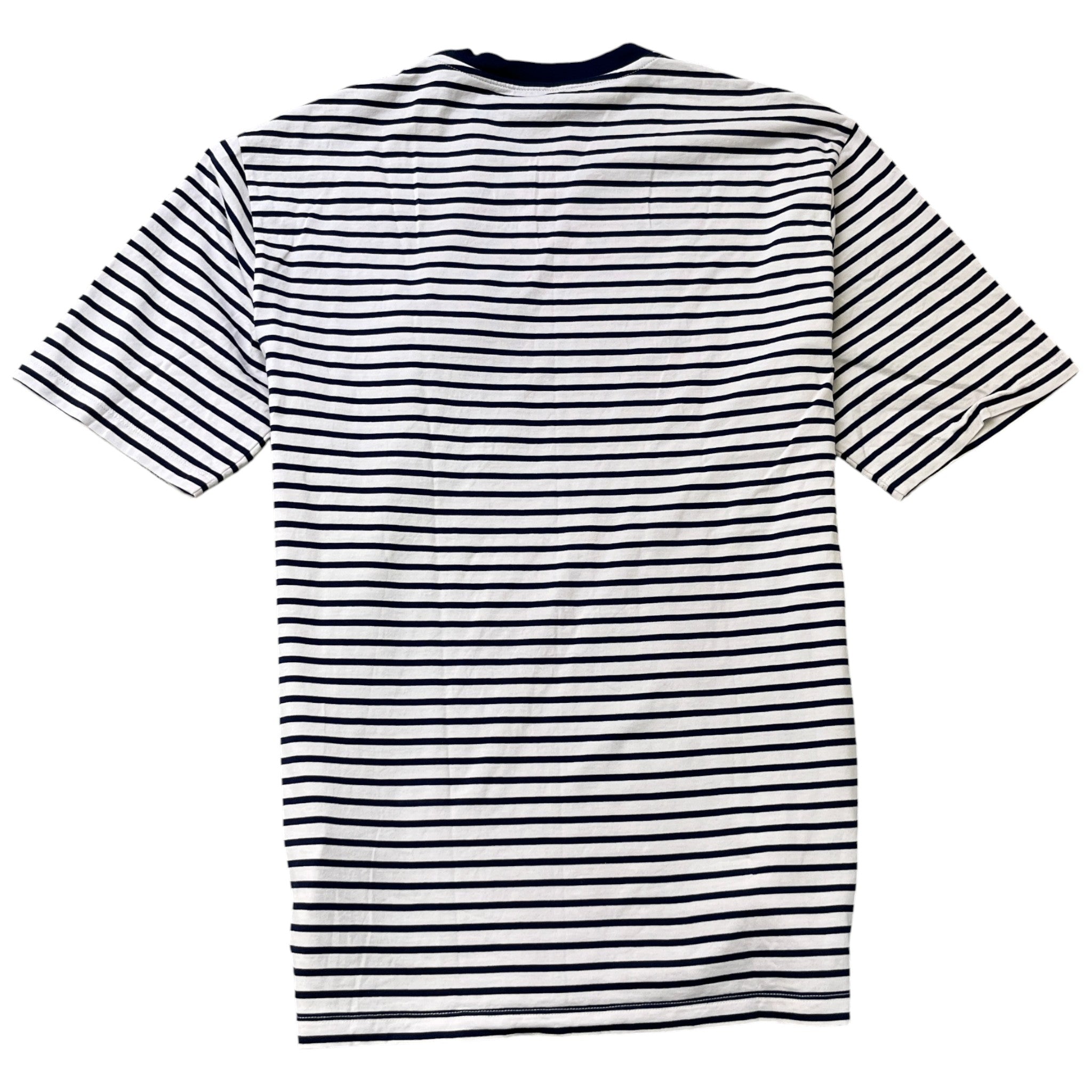 Men's Embroidered Logo Striped T-Shirt White Size L