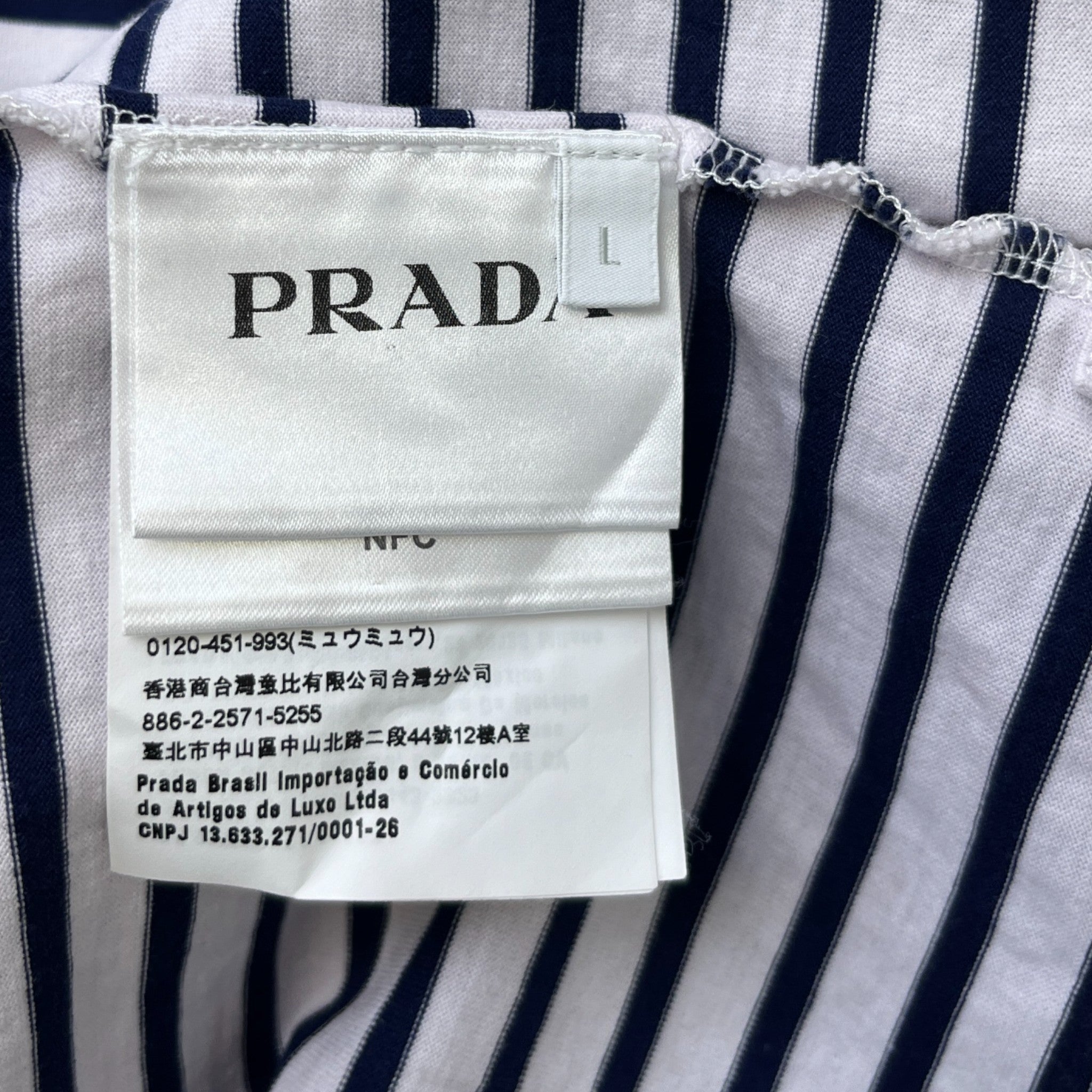Men's Embroidered Logo Striped T-Shirt White Size L