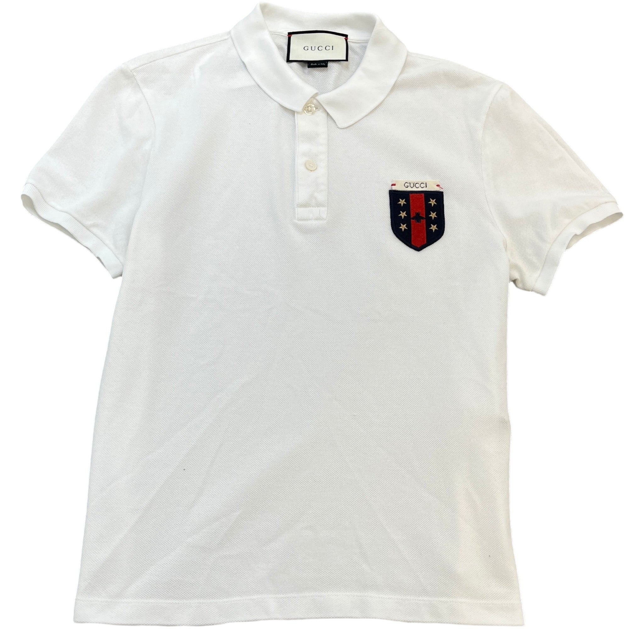 Men's Embroidered Logo Polo Shirt White Size M