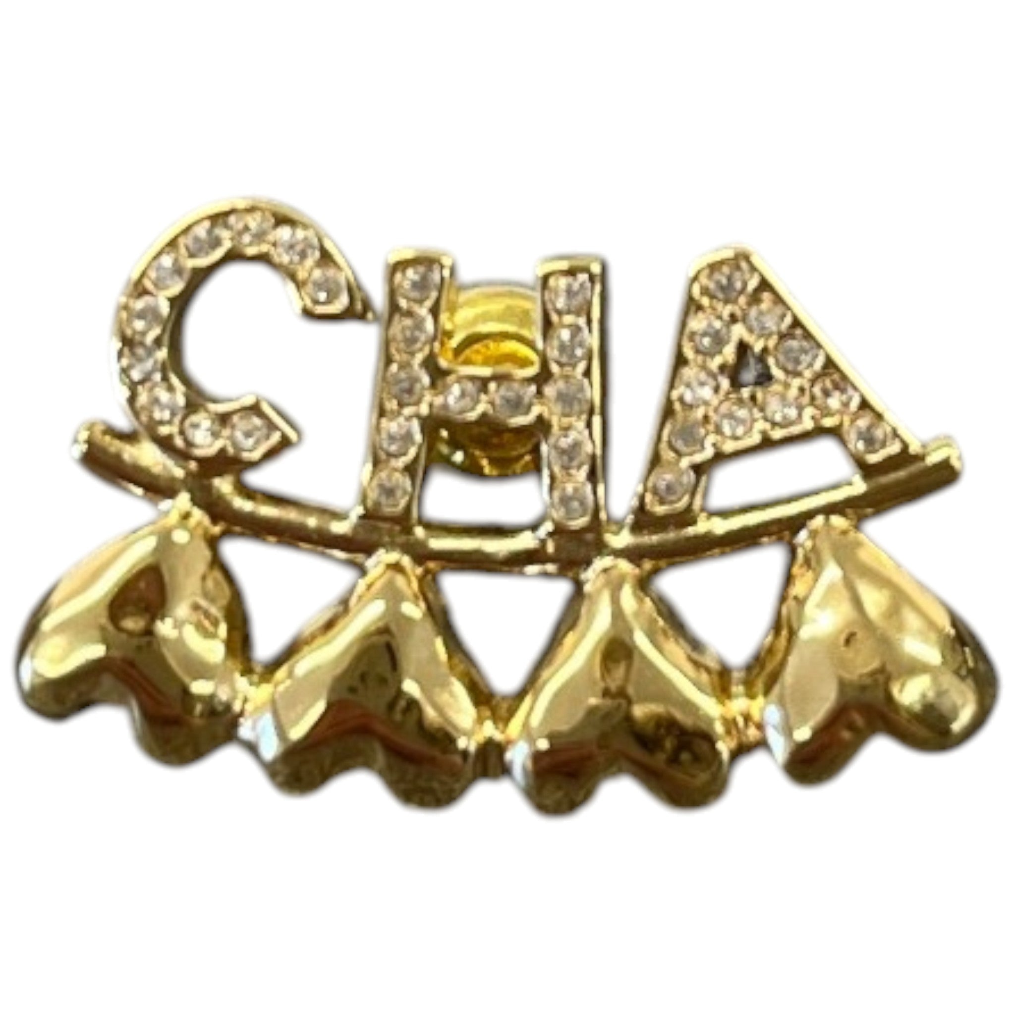 Women's Rhinestone Heart Logo Earrings Gold