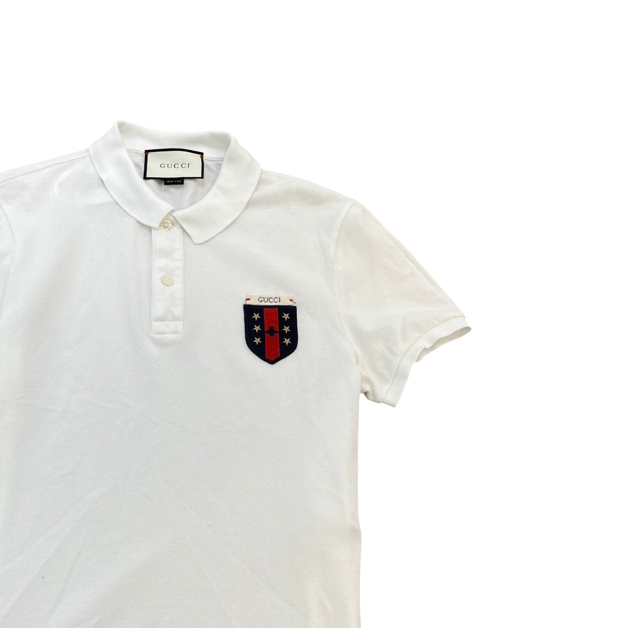 Men's Embroidered Logo Polo Shirt White Size M