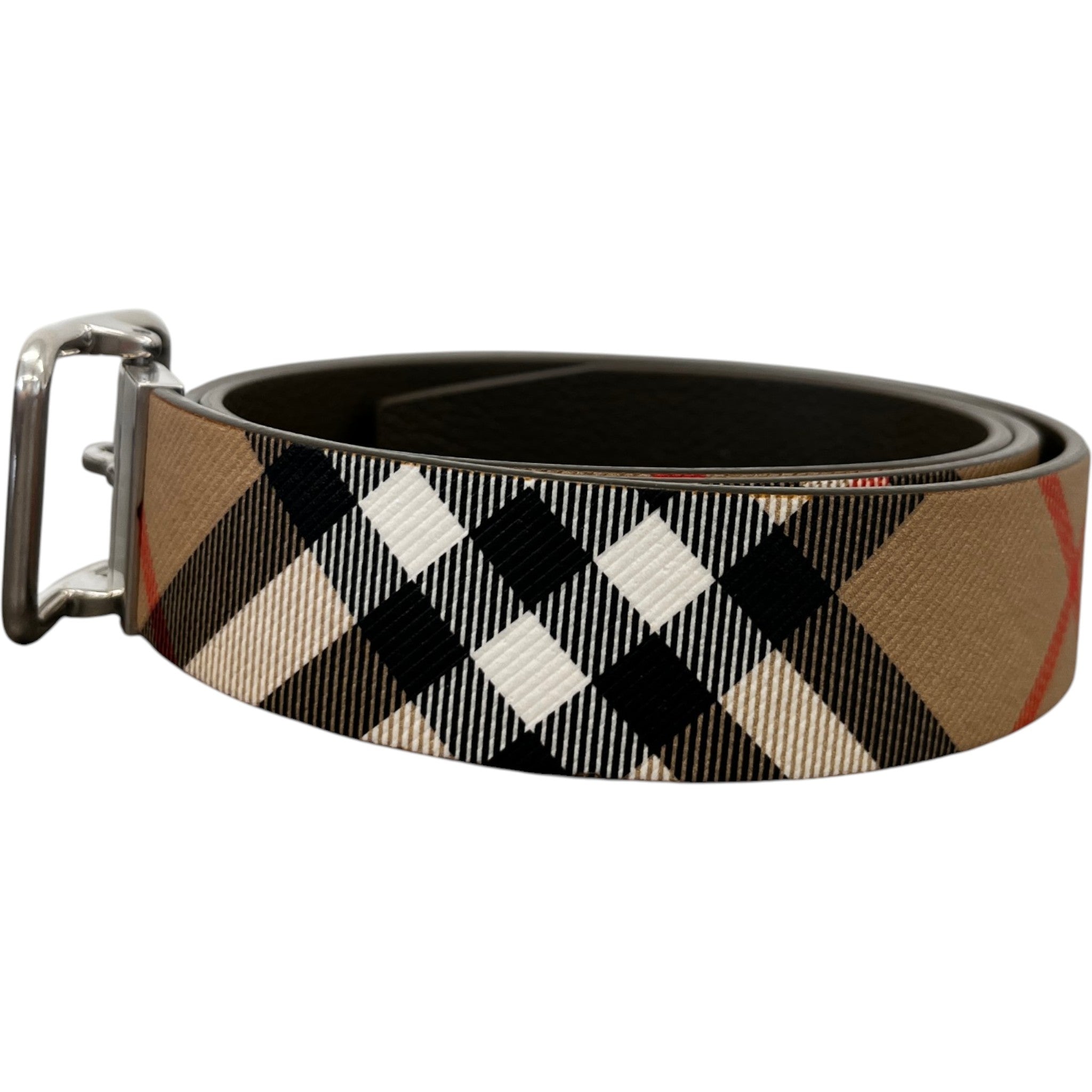 Men's Reversible Check B Buckle Belt Brown Size Waist 36"