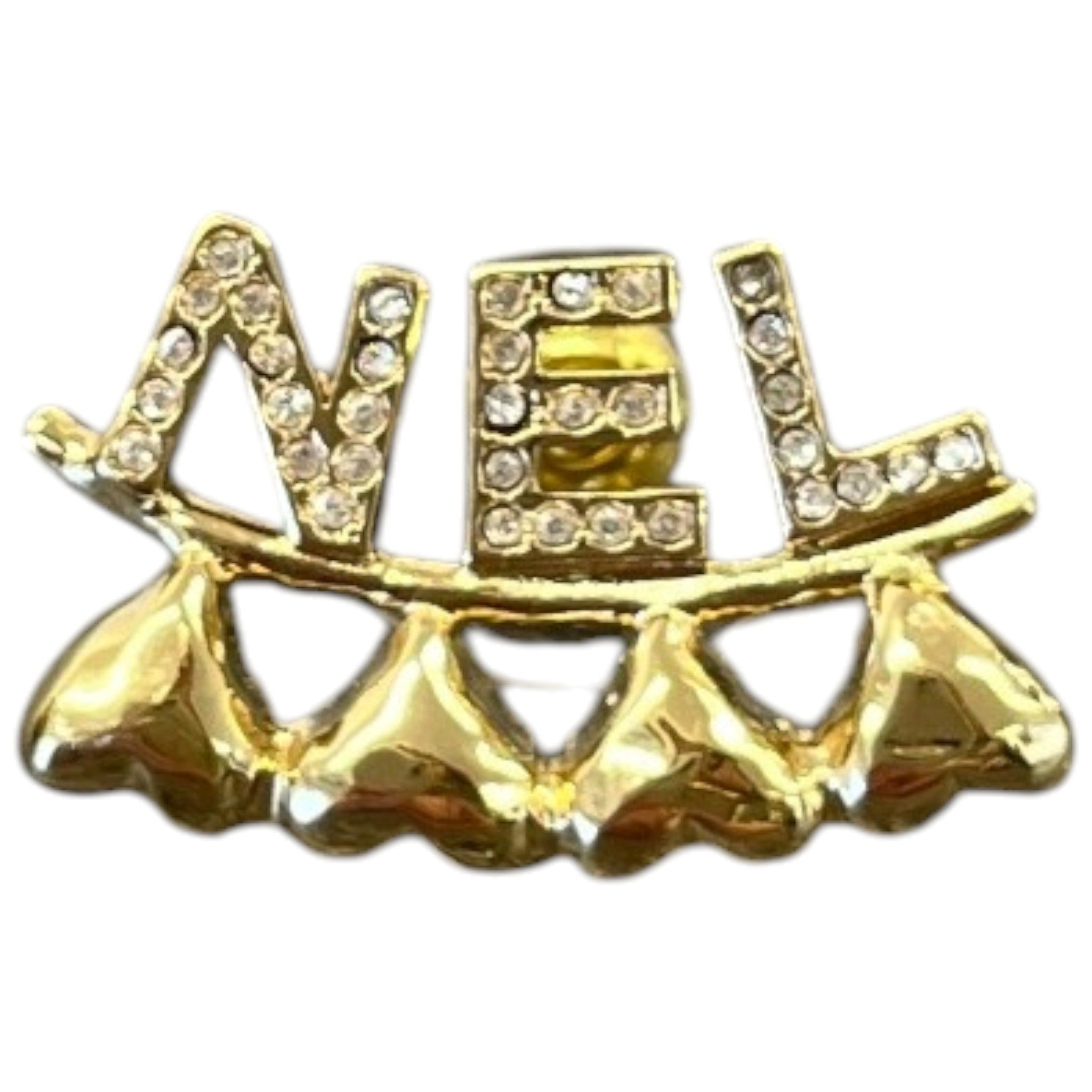 Women's Rhinestone Heart Logo Earrings Gold